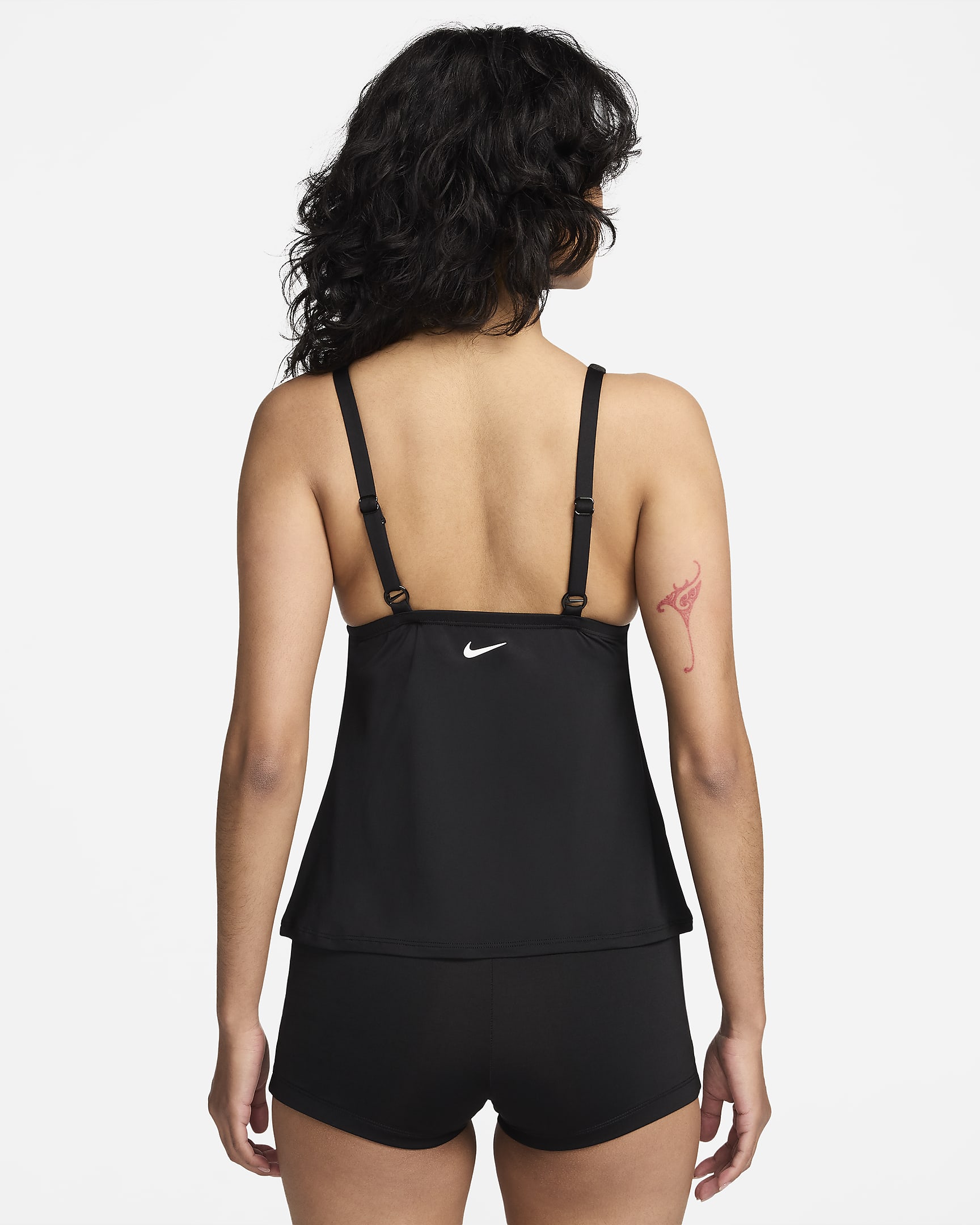 Top de tankini con cuello en V para mujer Nike Swim Essential - Negro