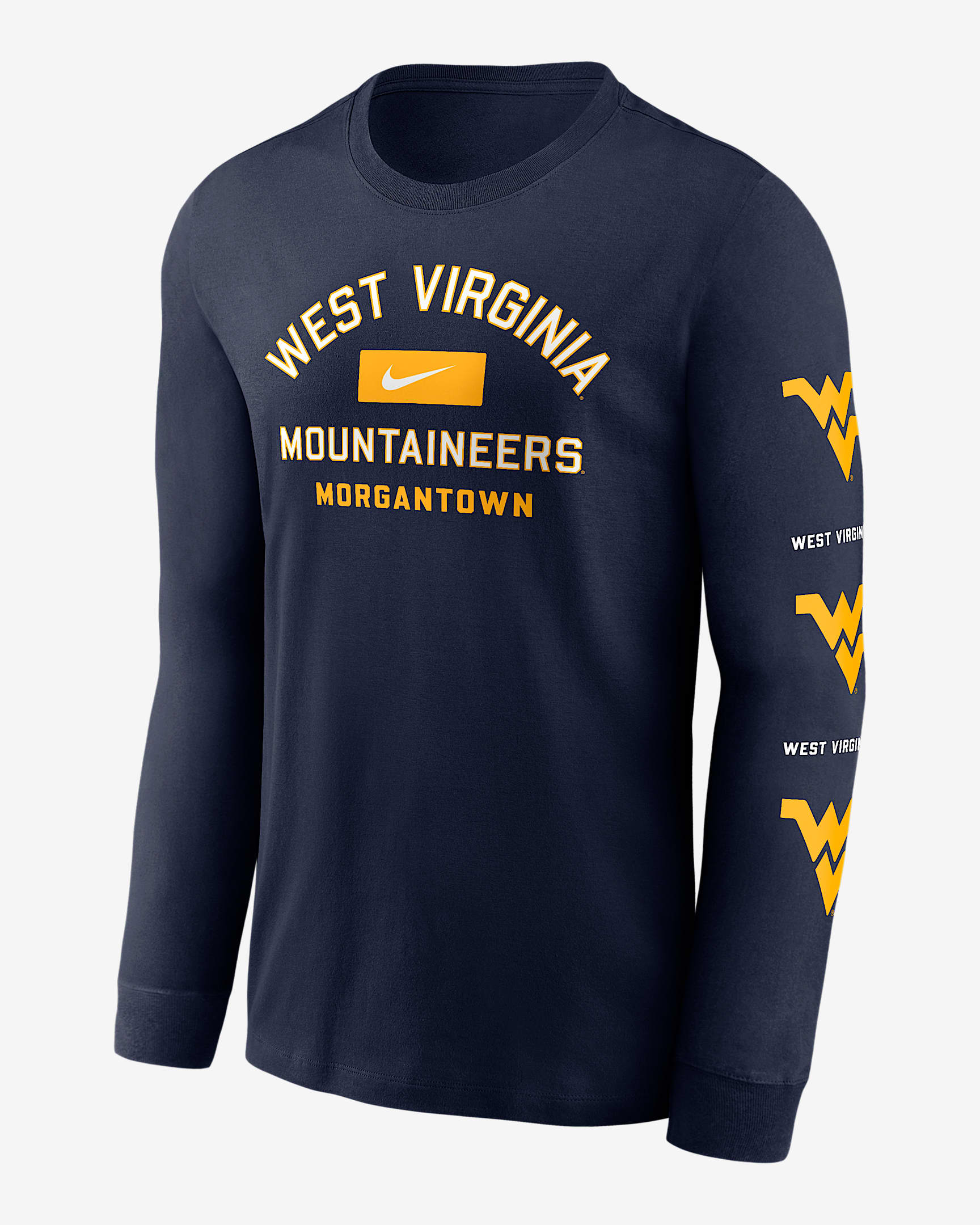 West Virginia Campus Classic Location Men's Nike College Long-Sleeve T-Shirt - Navy