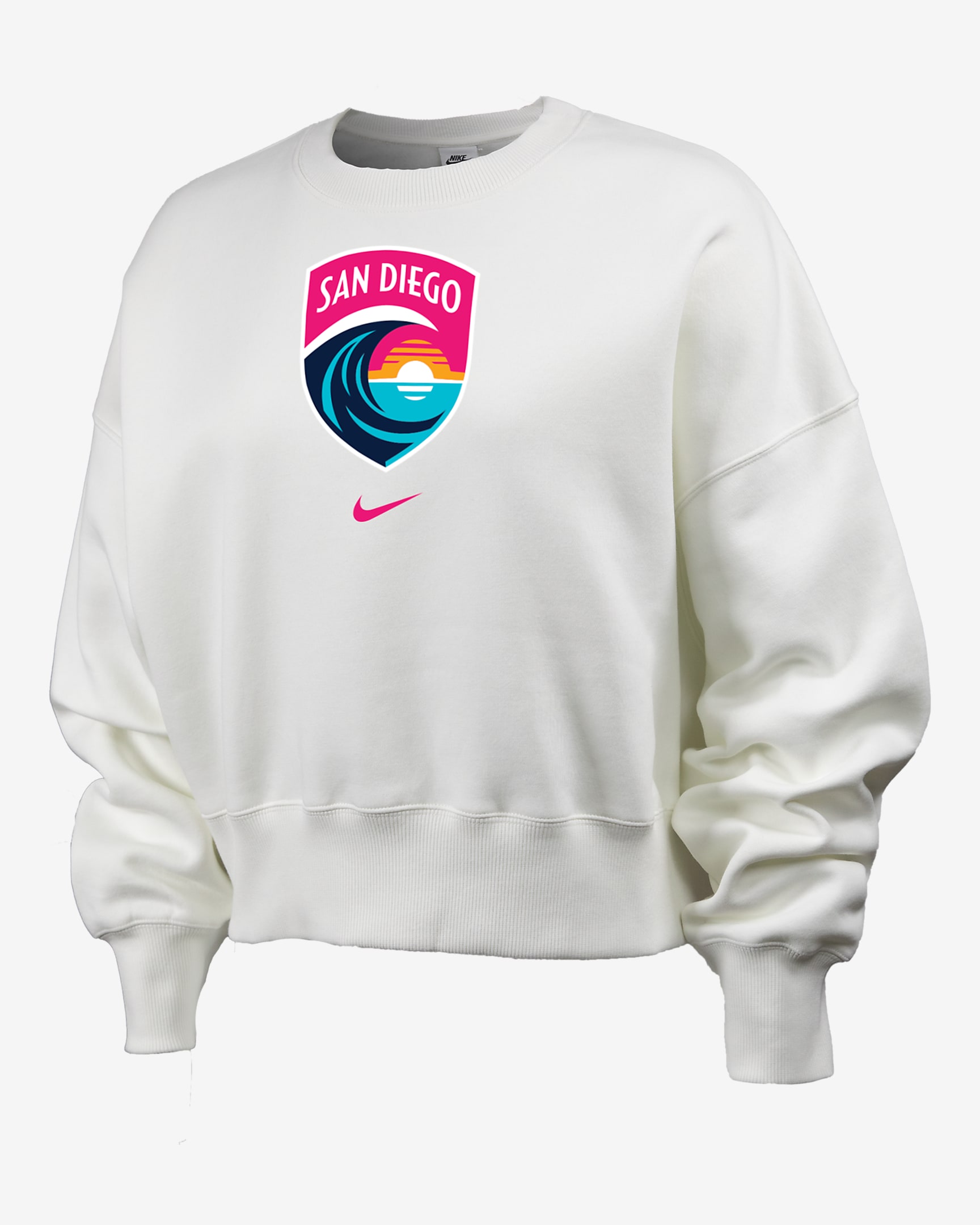 Sudadera de cuello redondo Nike de la NWSL para mujer San Diego Wave FC Phoenix Fleece - Vela