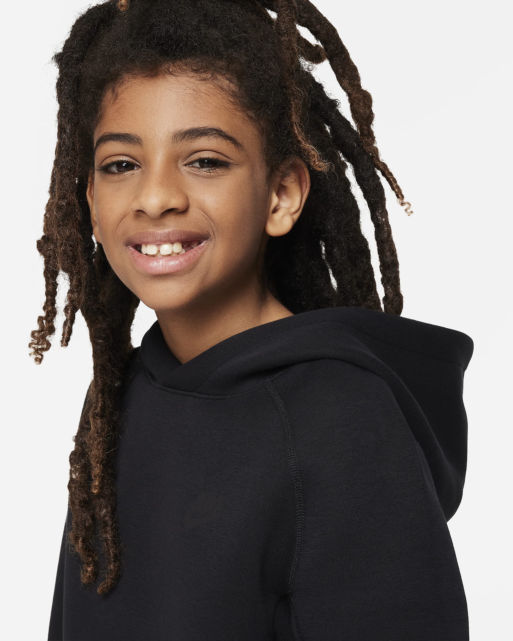 Nike Sportswear Tech Fleece Big Kids' (Boys') Pullover Hoodie - Black/Black