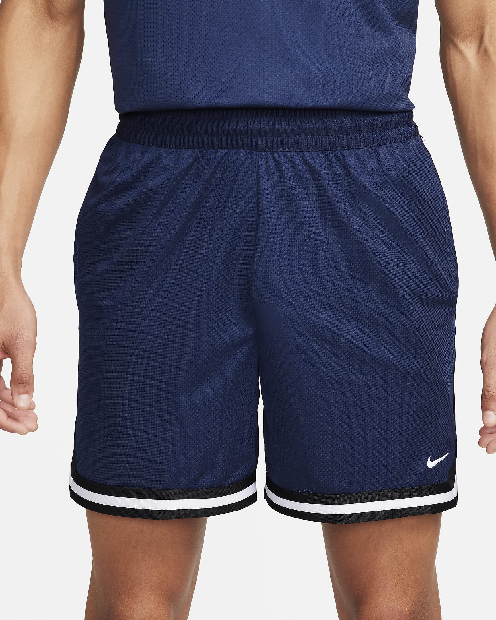 Shorts de básquetbol Dri-FIT de 15 cm para hombre Nike DNA - Azul marino medianoche/Negro/Blanco