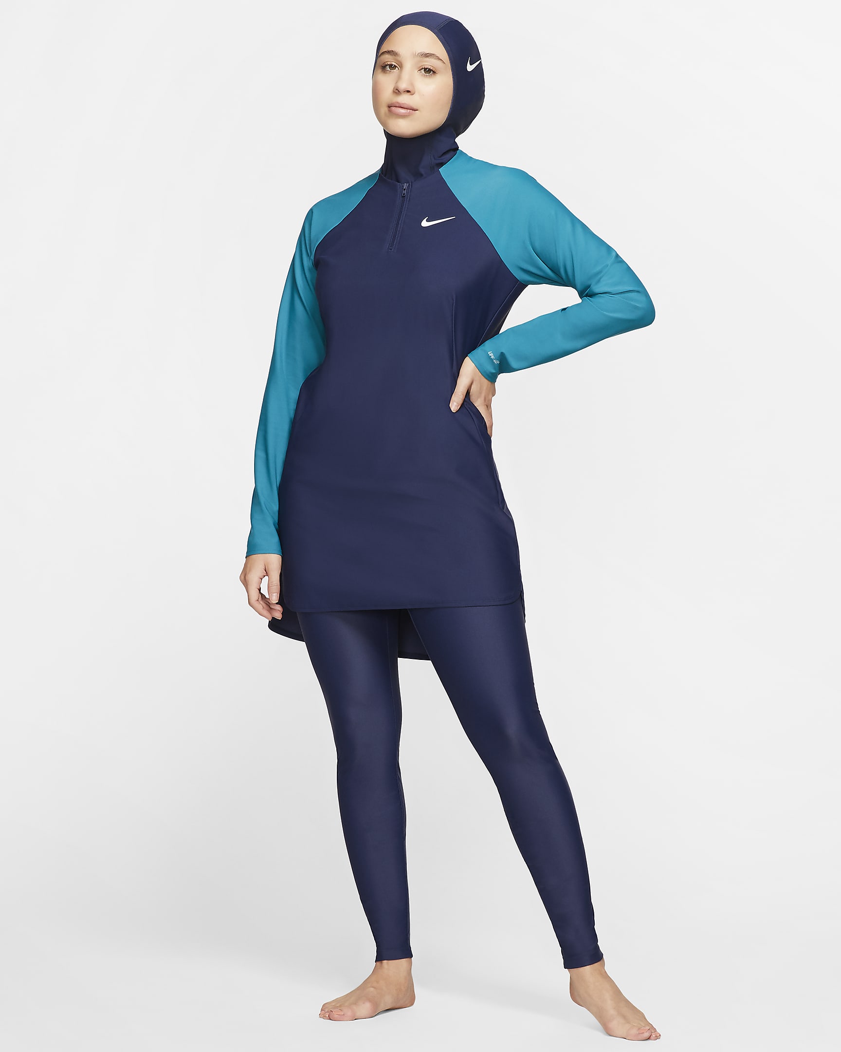 Pantalones entallados para nadar de protección completa para mujer Nike Victory - Azul marino medianoche