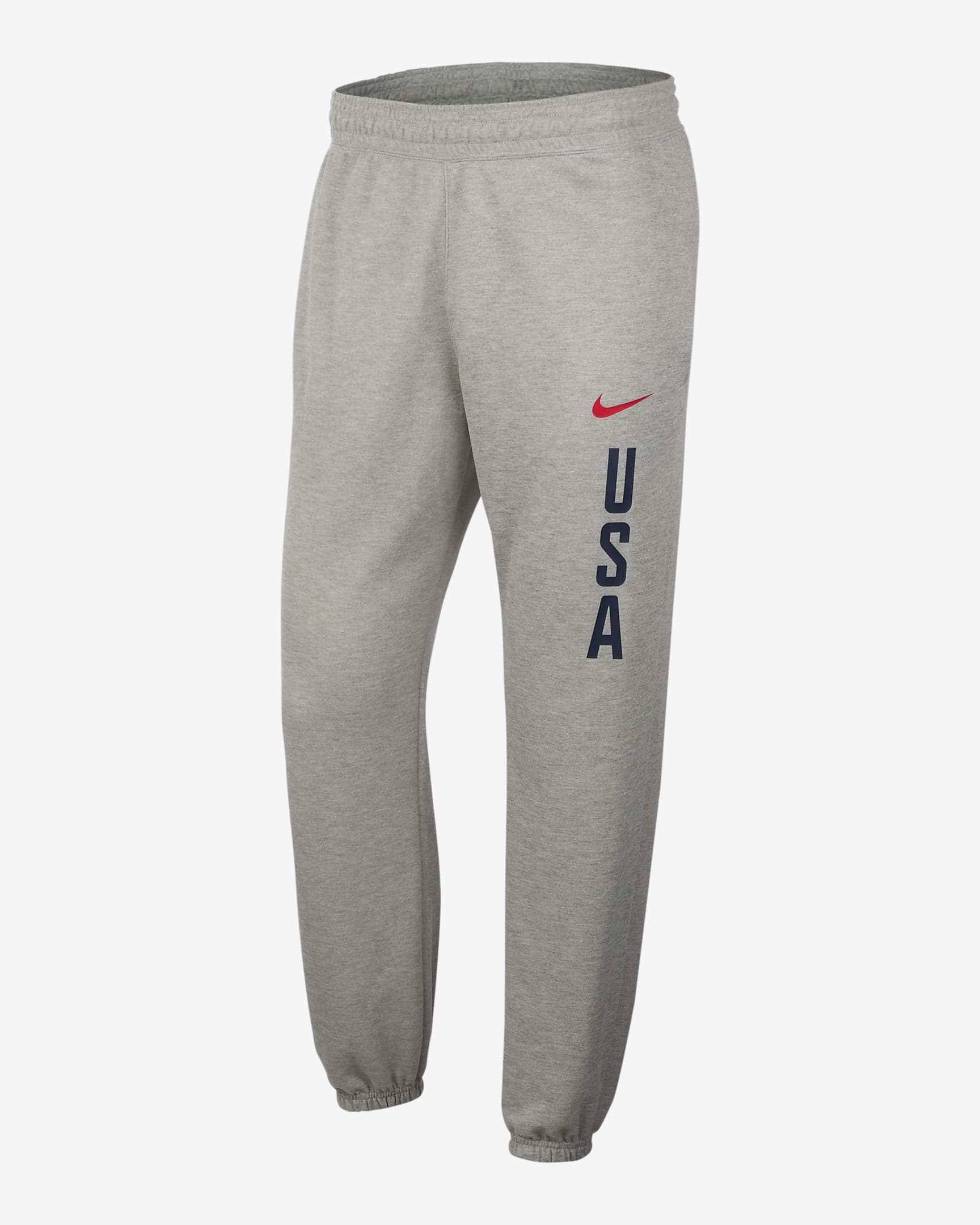 Pants de básquetbol de tejido Fleece Nike para hombre USA Practice - Gris oscuro jaspeado/Rojo deportivo/Rojo deportivo