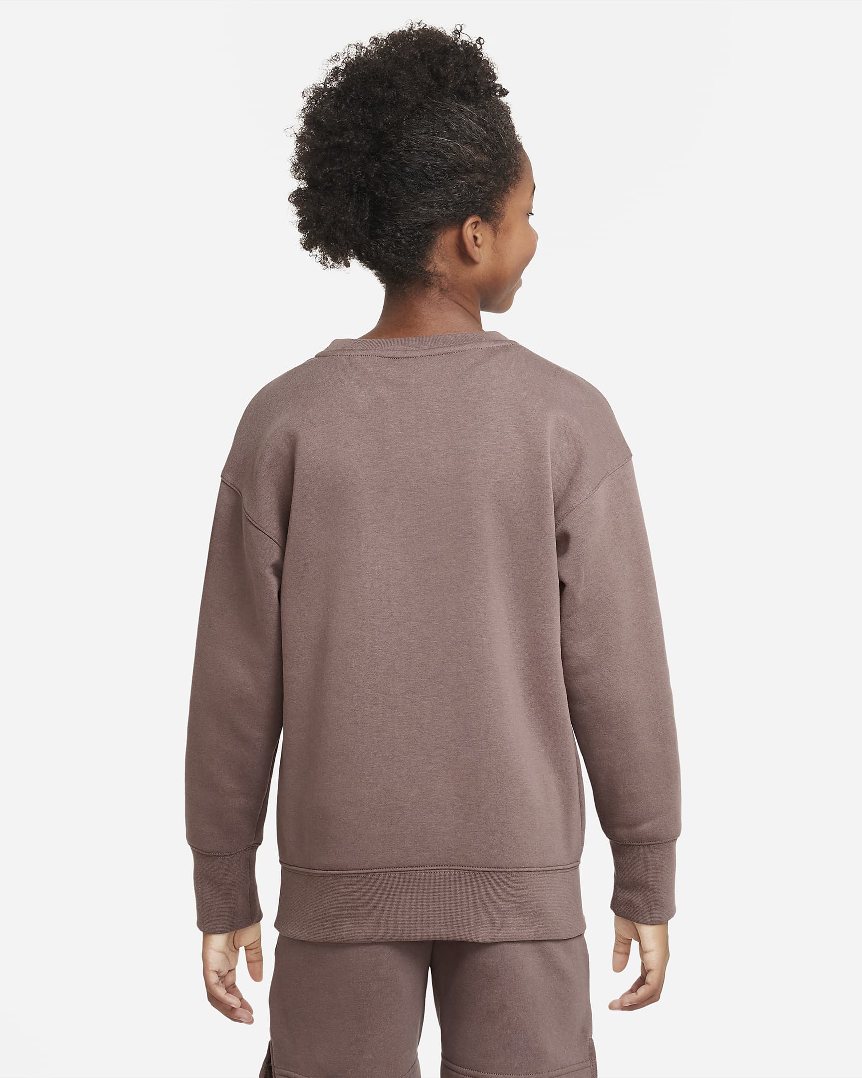 Nike Sportswear Club Fleece Big Kids' (Girls') Crew Sweatshirt - Plum Eclipse/White