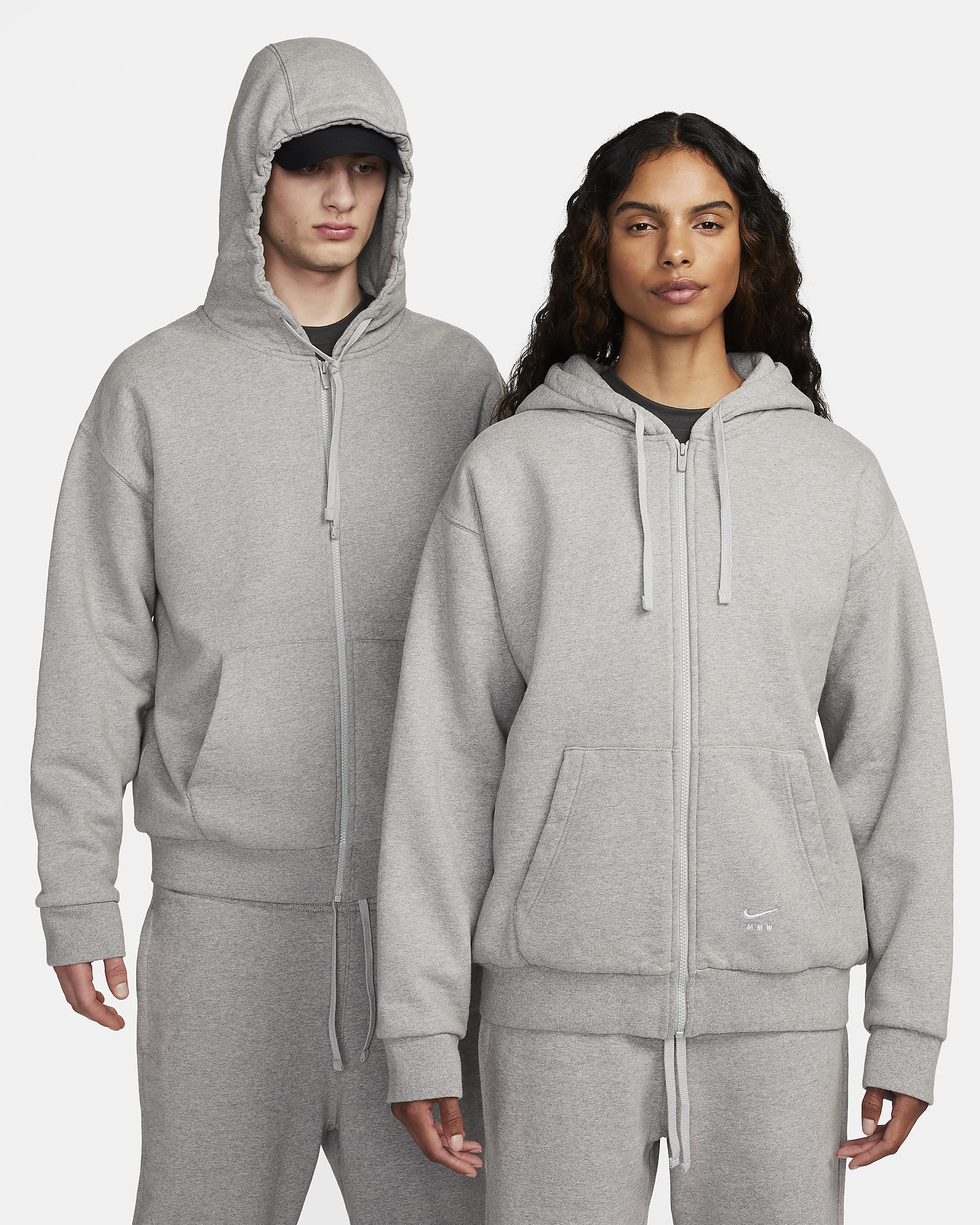 Nike x MMW Full-Zip Fleece Hoodie - Grey Heather