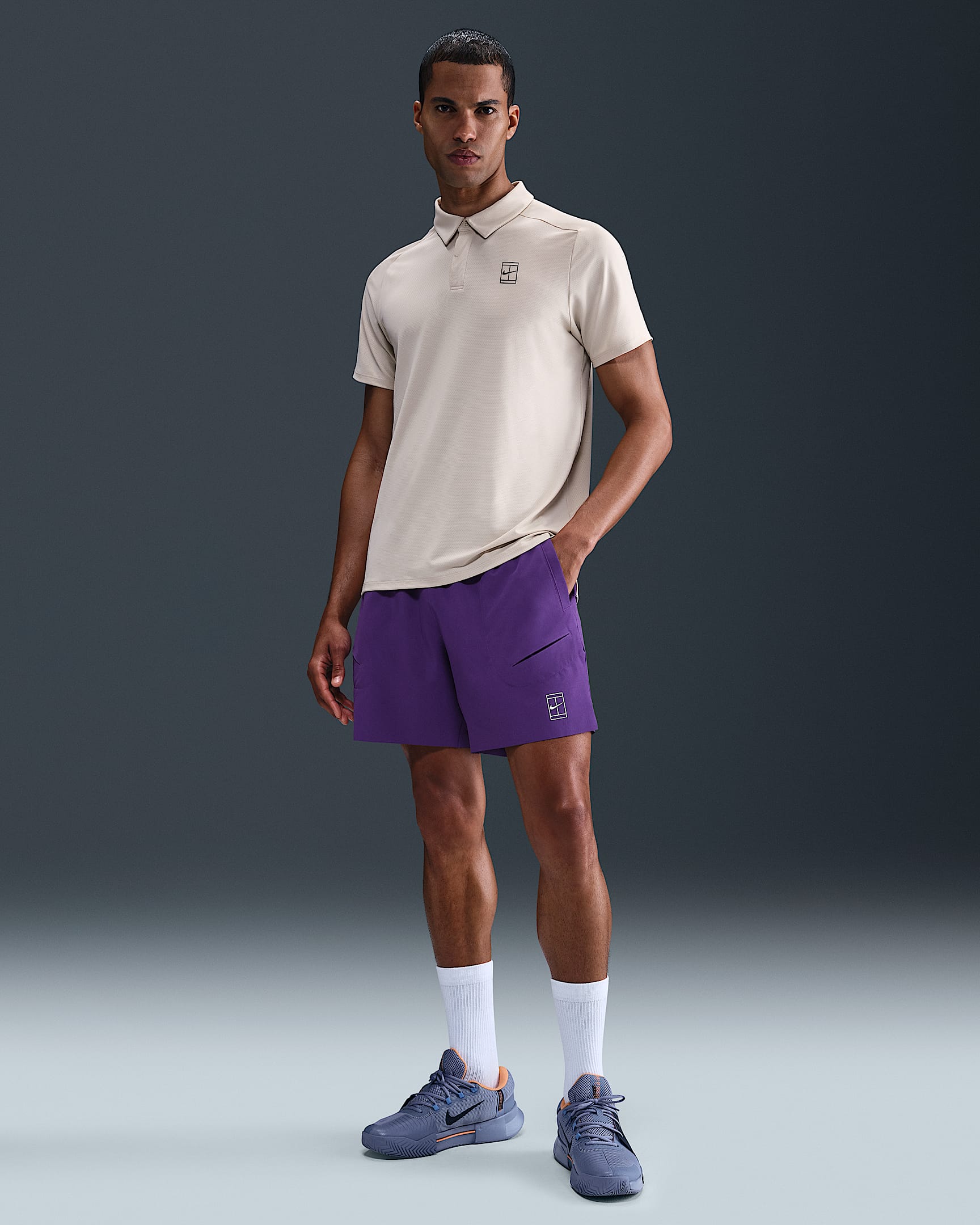 NikeCourt Advantage Men's Dri-FIT 15cm (approx.) Tennis Shorts - Wild Grape/White