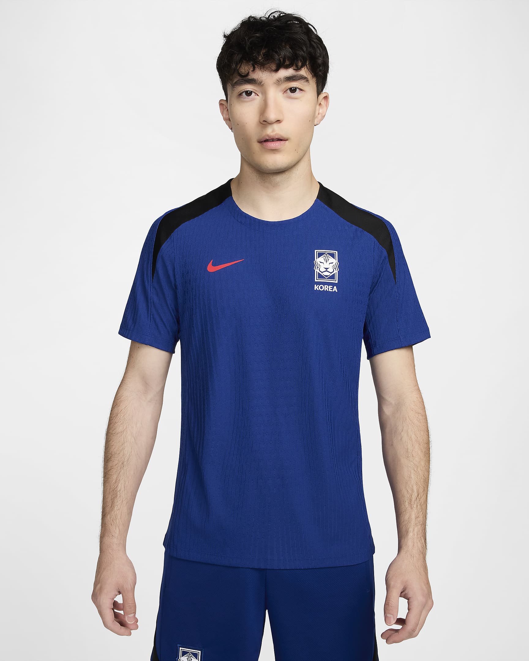 대한민국 스트라이크 엘리트 남성 나이키 드라이 핏 ADV 축구 반팔 탑 - 글로벌 블루/블랙/글로벌 레드