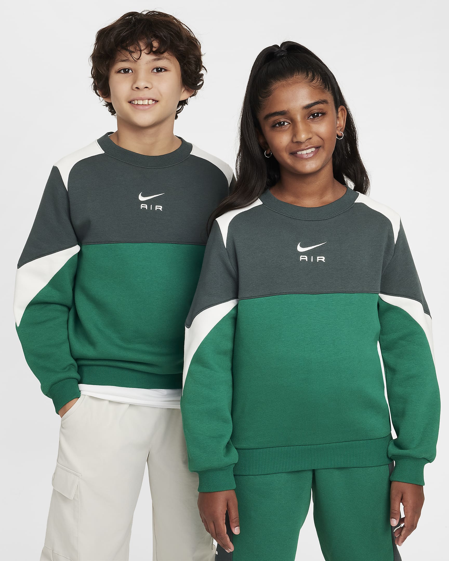 Nike Air Older Kids' Crew-Neck Sweatshirt - Malachite/Vintage Green/Sail/Sail