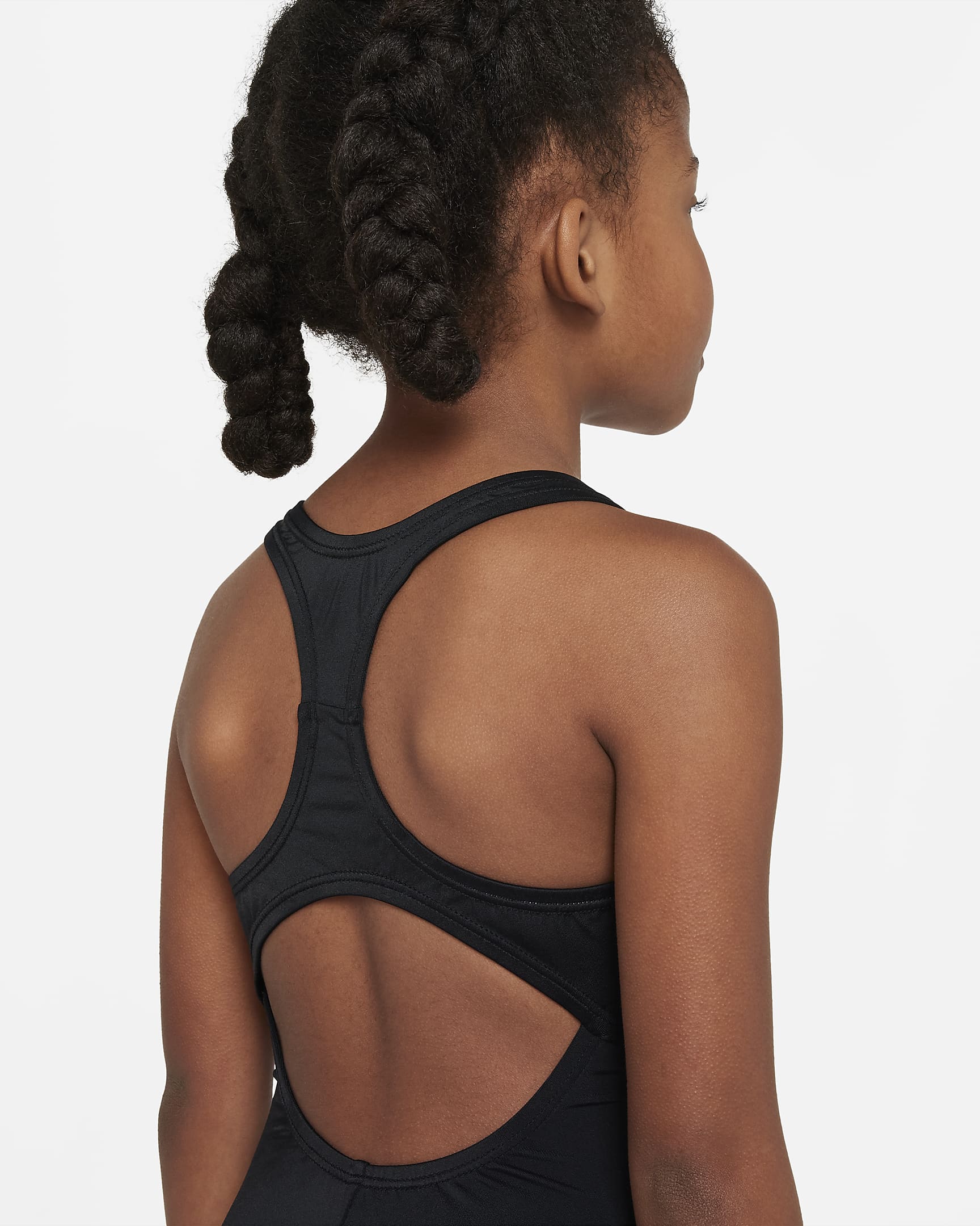 Traje de baño de una sola pieza con espalda deportiva para niña talla pequeña Nike Swim Essential - Negro