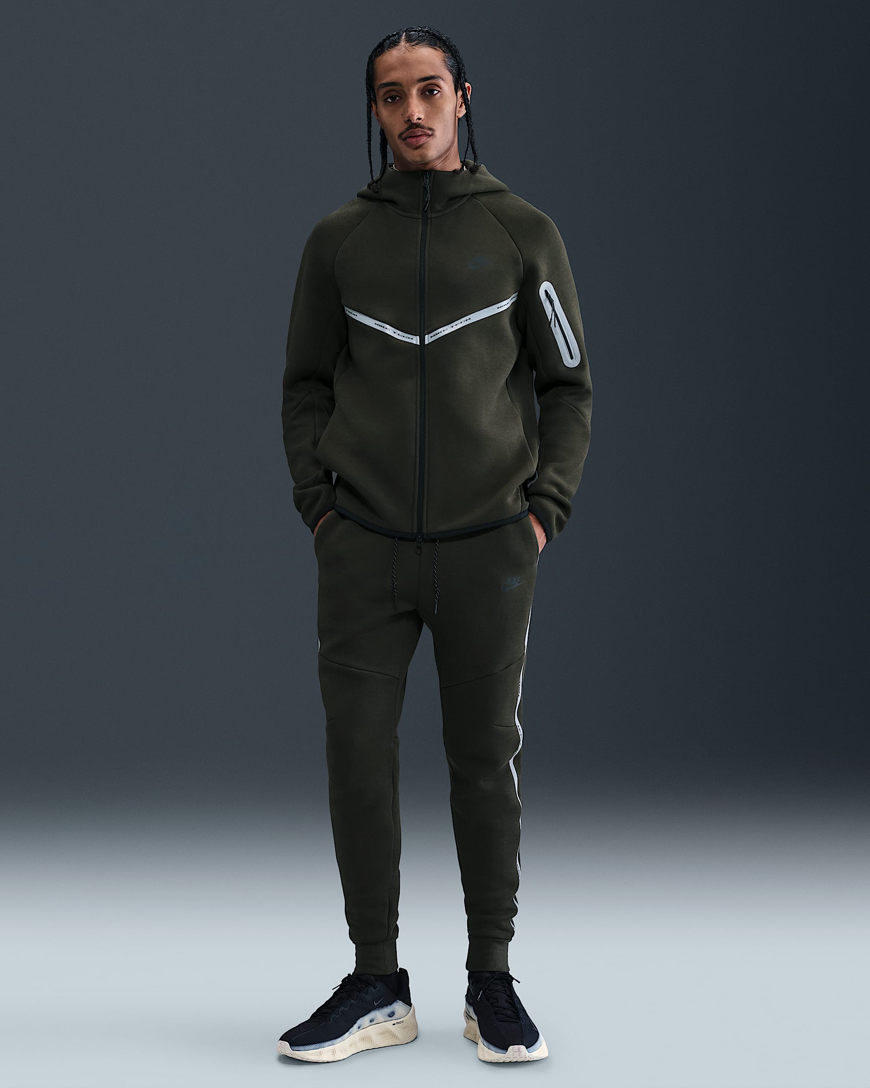 Nike Tech Men's Fleece Joggers with Reflective Accents - Sequoia/Black