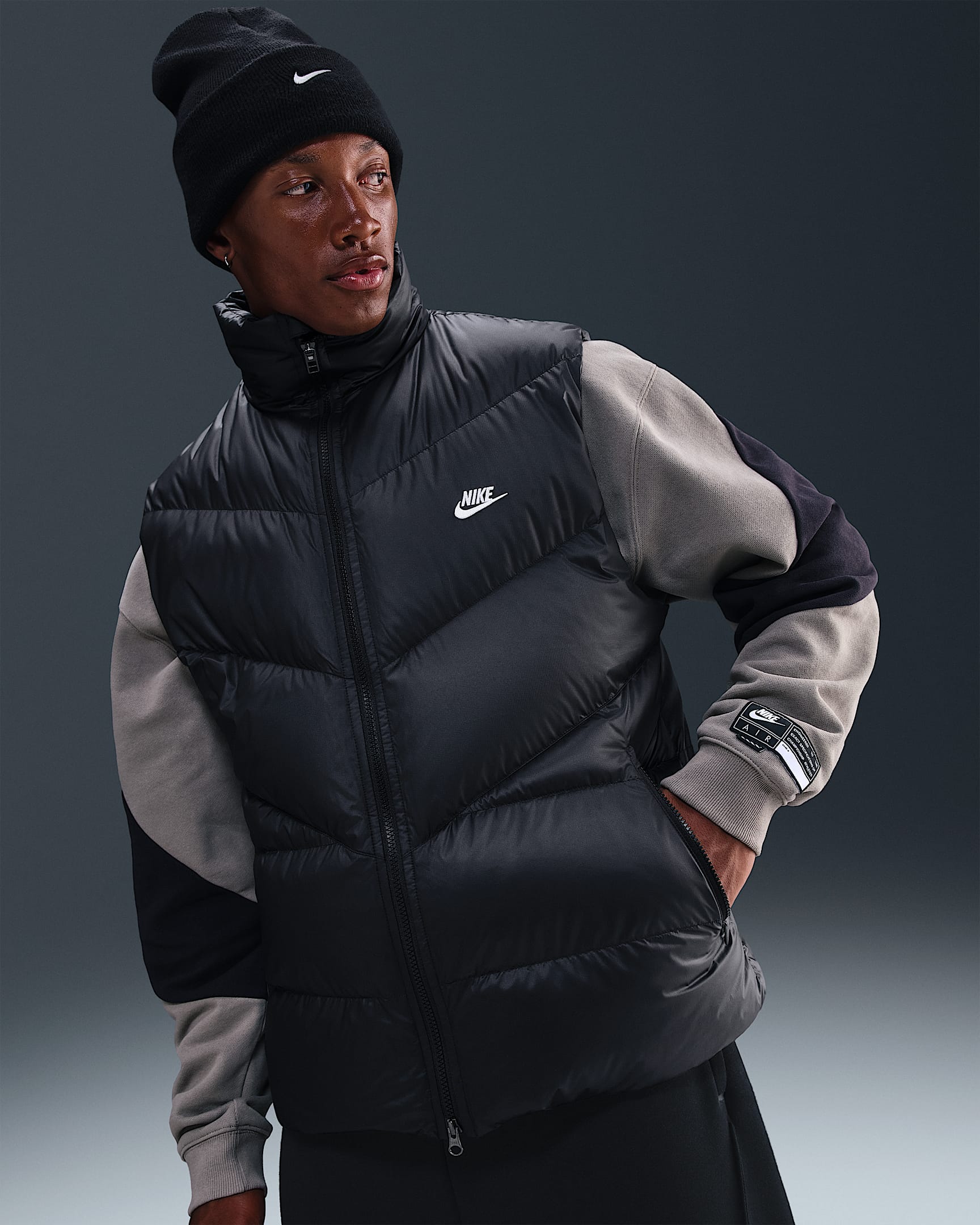 Nike Windrunner Chaleco de plumón Statement - Hombre - Negro/Negro/Blanco