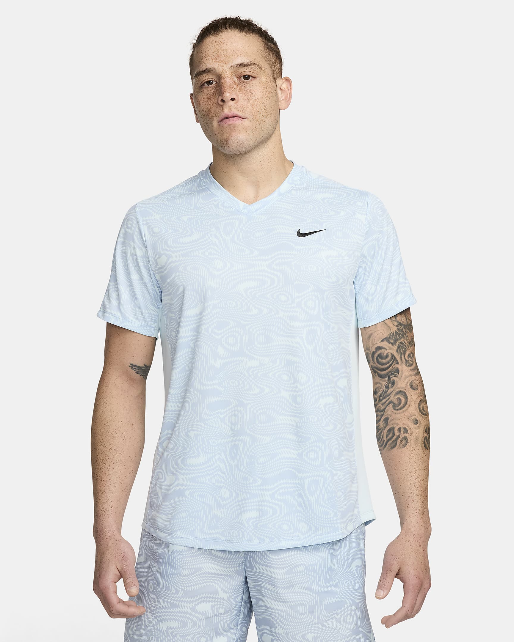 Męska koszulka do tenisa Dri-FIT NikeCourt Victory - Glacier Blue/Glacier Blue/Czerń