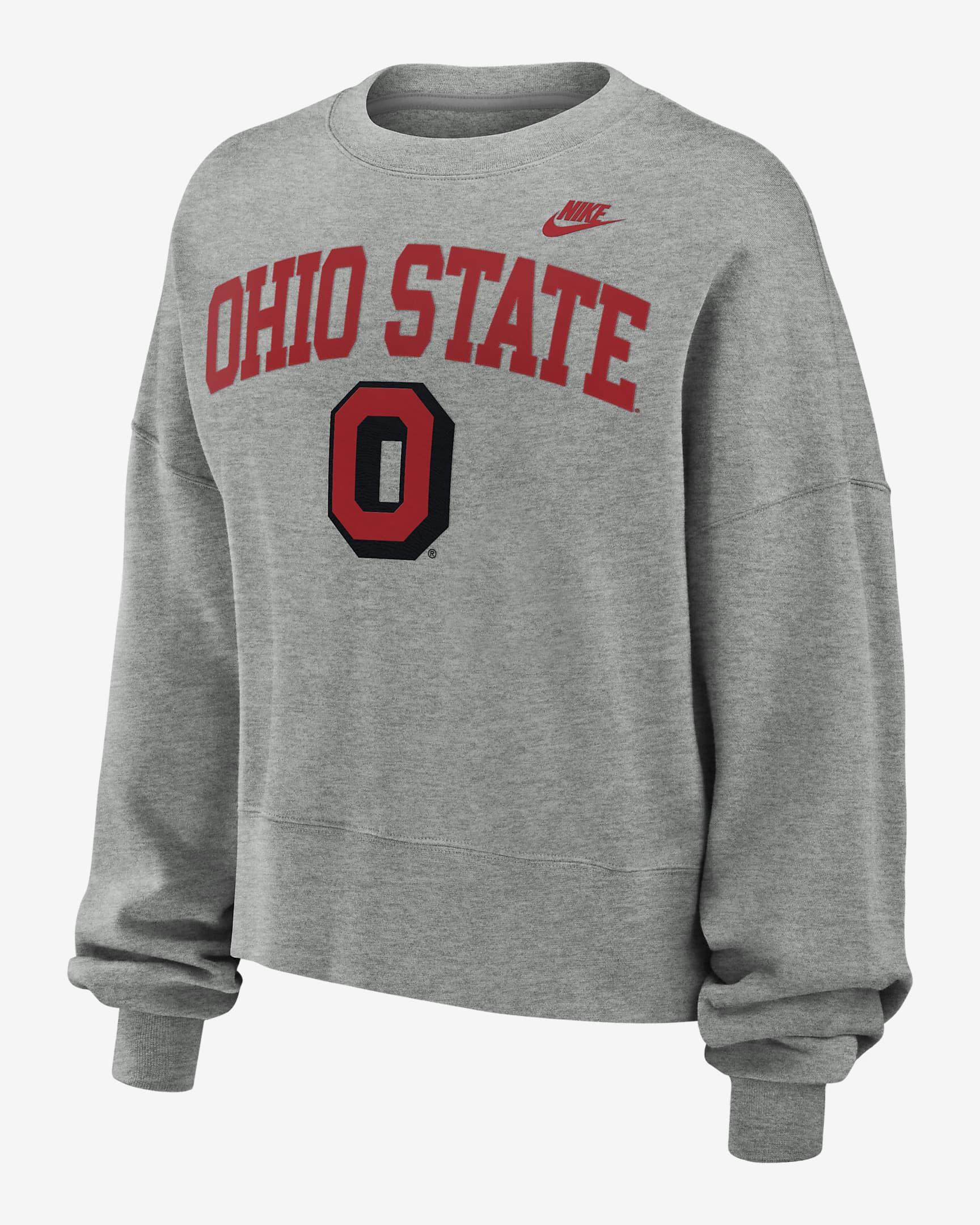 Ohio State Buckeyes Legacy Classic Arch Women's Nike College Pullover Crew - Grey Heather