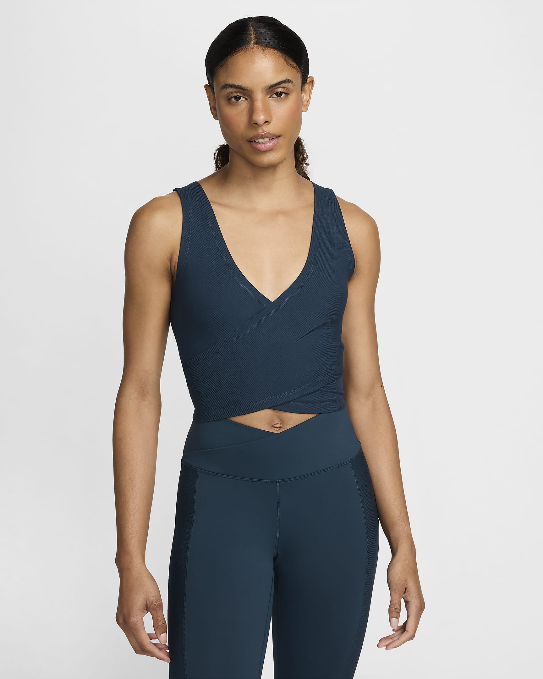 Nike One Fitted Rib Women's Dri-FIT Cropped Tank Top - Armoury Navy/Black