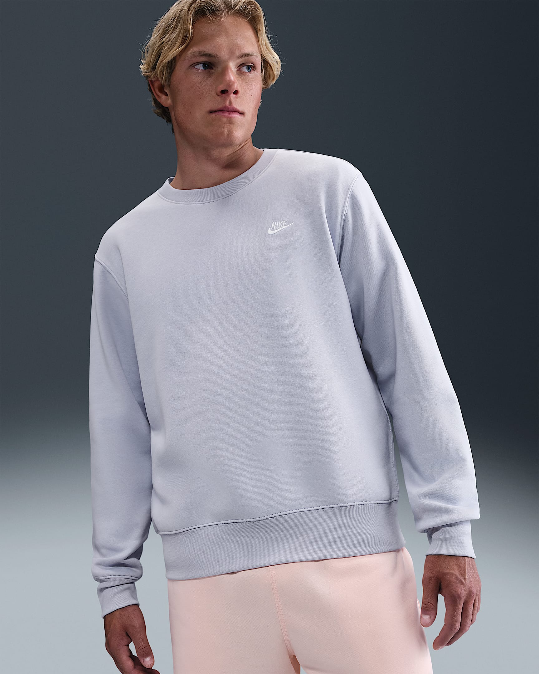 Nike Club Fleece-Rundhalsshirt (Herren) - Ghost/Weiß