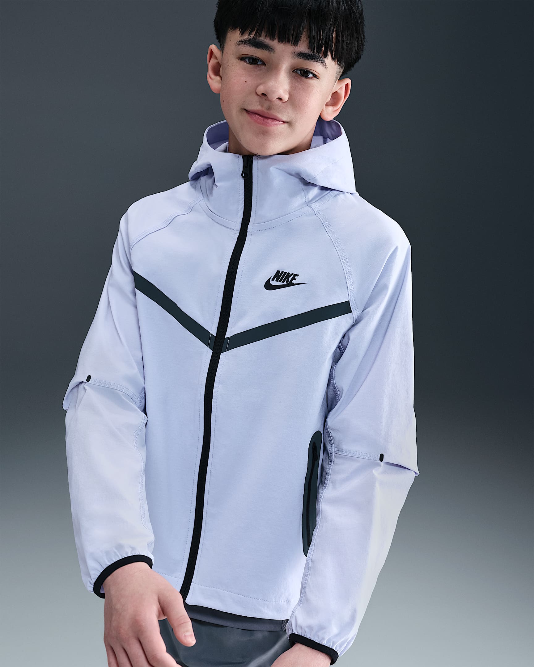 Nike Tech Older Kids' (Boys') Woven Jacket - Ghost/Ghost/Black