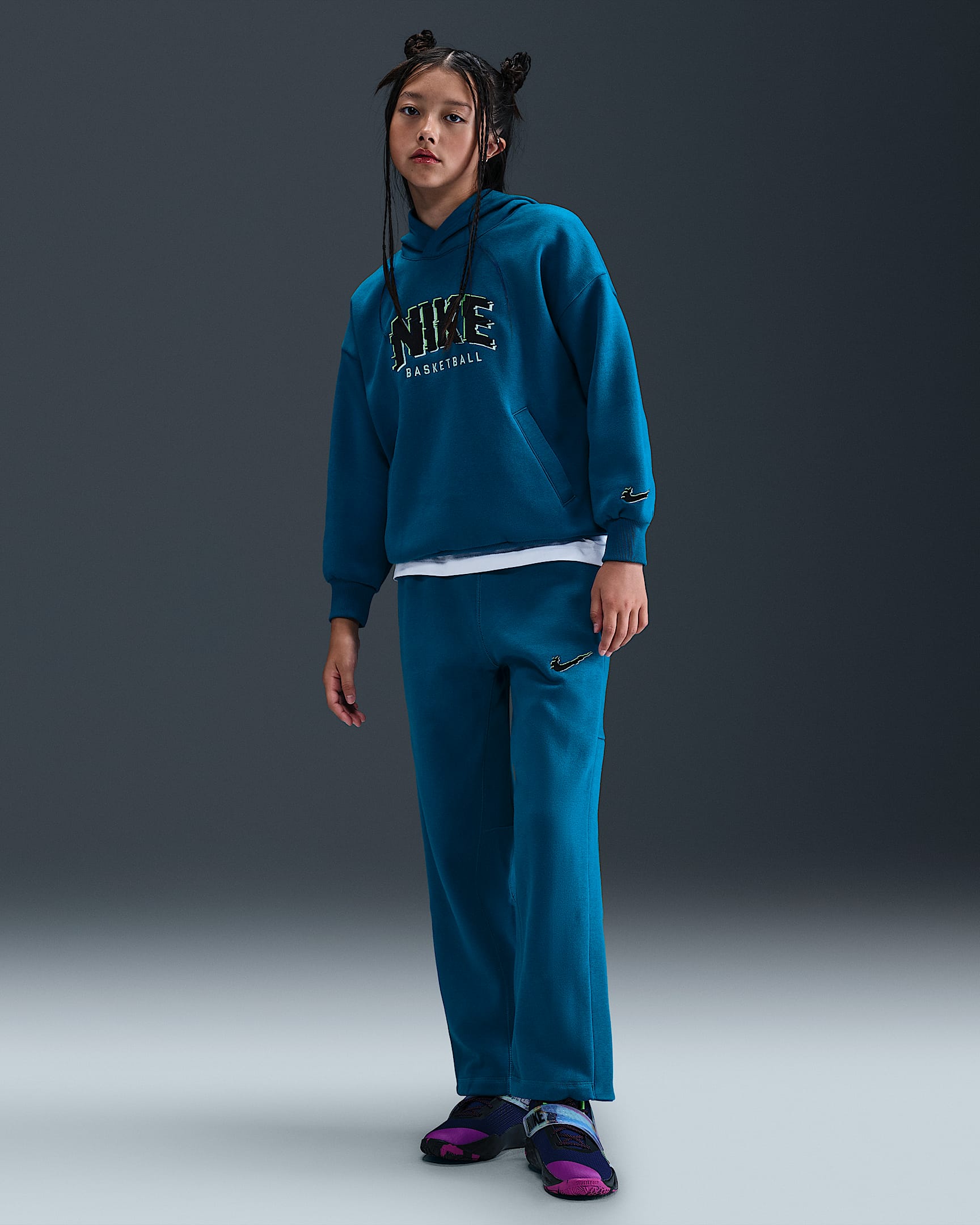Nike Culture of Basketball Big Kids' Fleece Pants - Green Abyss/Black