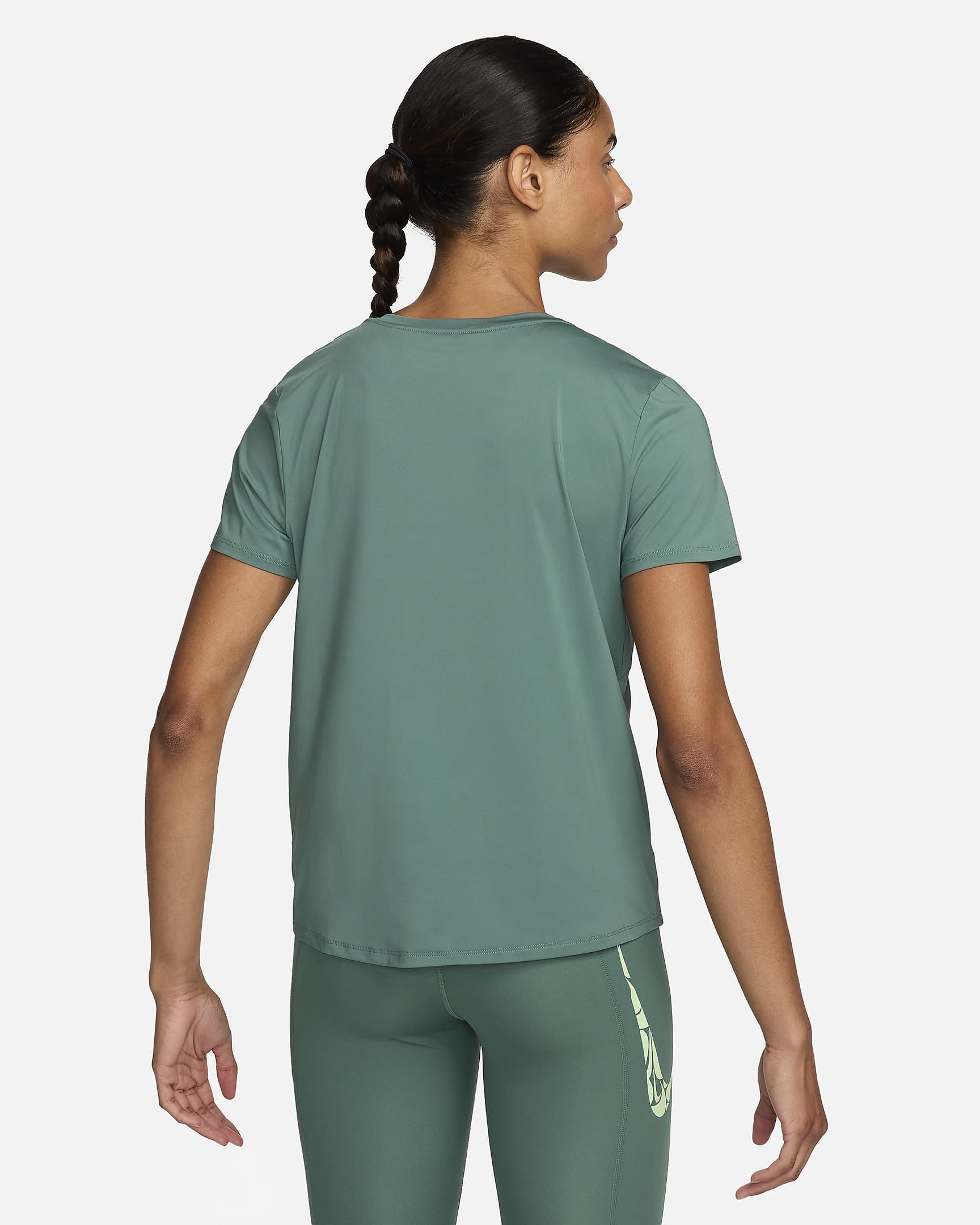 Nike One Swoosh Dri-FIT Kurzarm-Laufoberteil für Damen - Bicoastal/Vapor Green