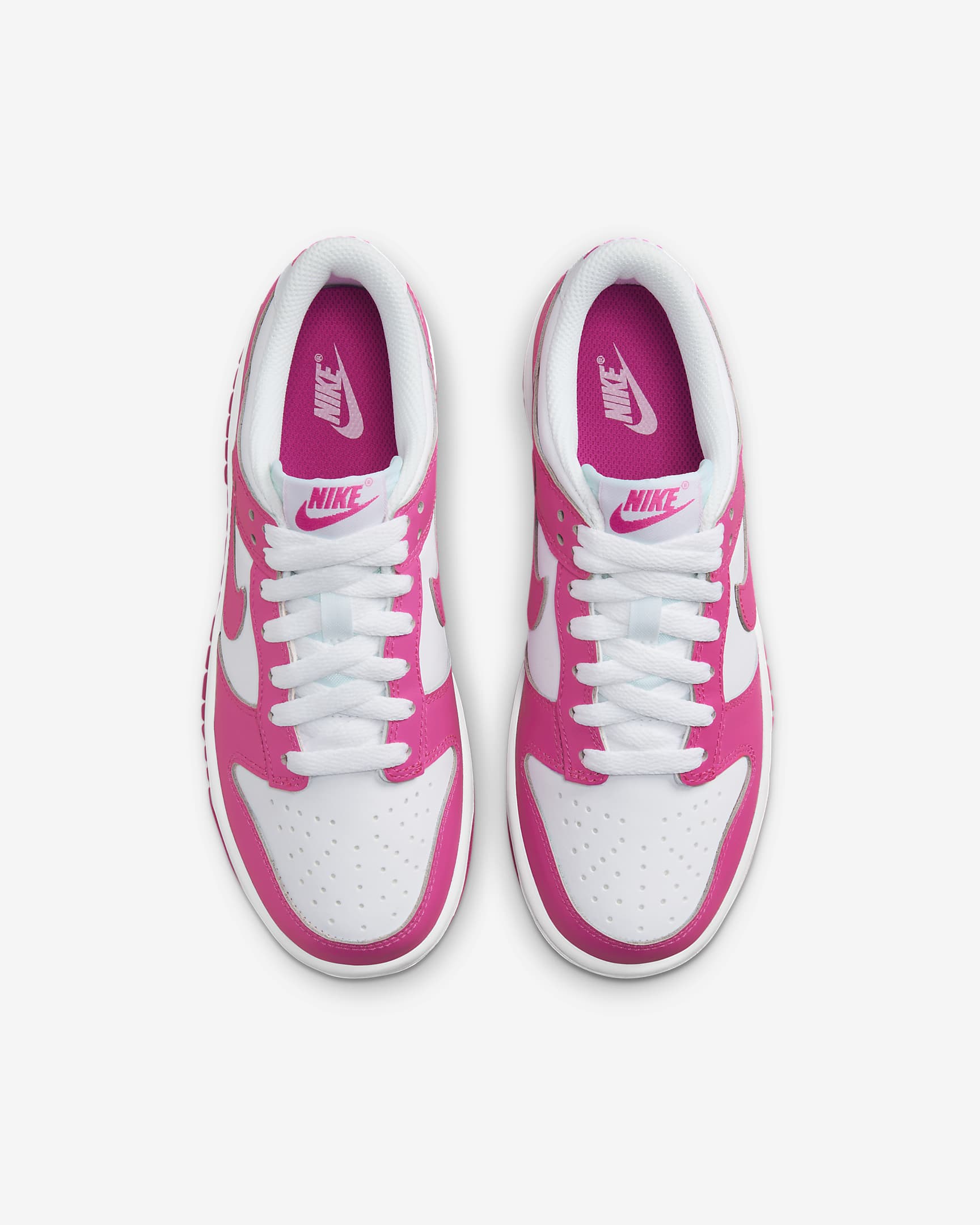 Nike Dunk Low cipő nagyobb gyerekeknek - Fehér/Rózsaszín/Laser Fuchsia