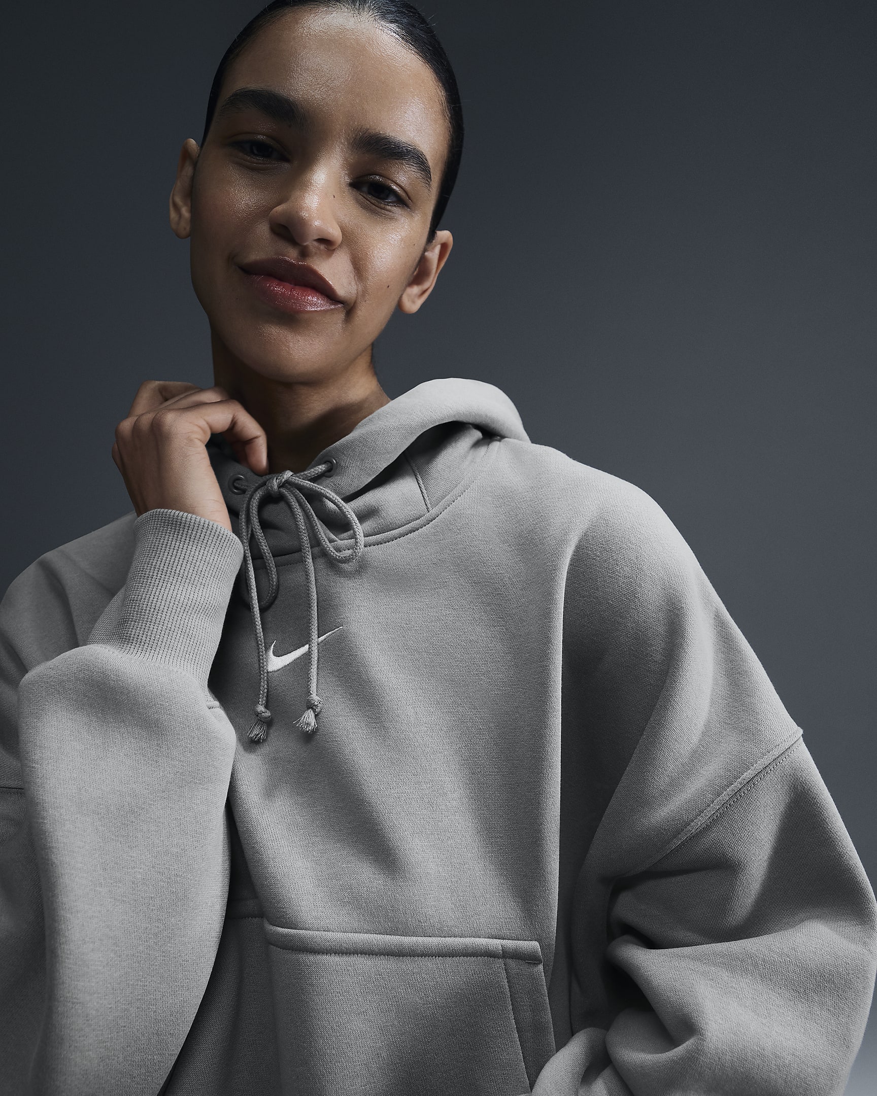 Hoodie pullover extremamente folgado Nike Sportswear Phoenix Fleece para mulher - Light Army/Sail