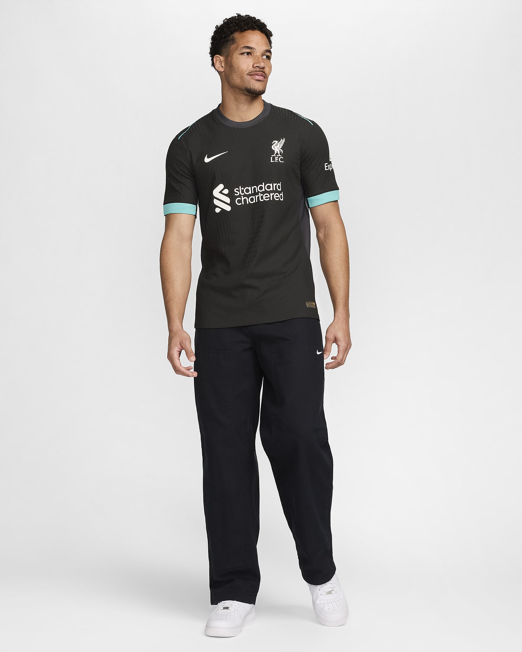 Liverpool FC 2024/25 Match idegenbeli Nike Dri-FIT ADV eredeti férfi futballmez - Fekete/Anthracite/Washed Teal/Sail