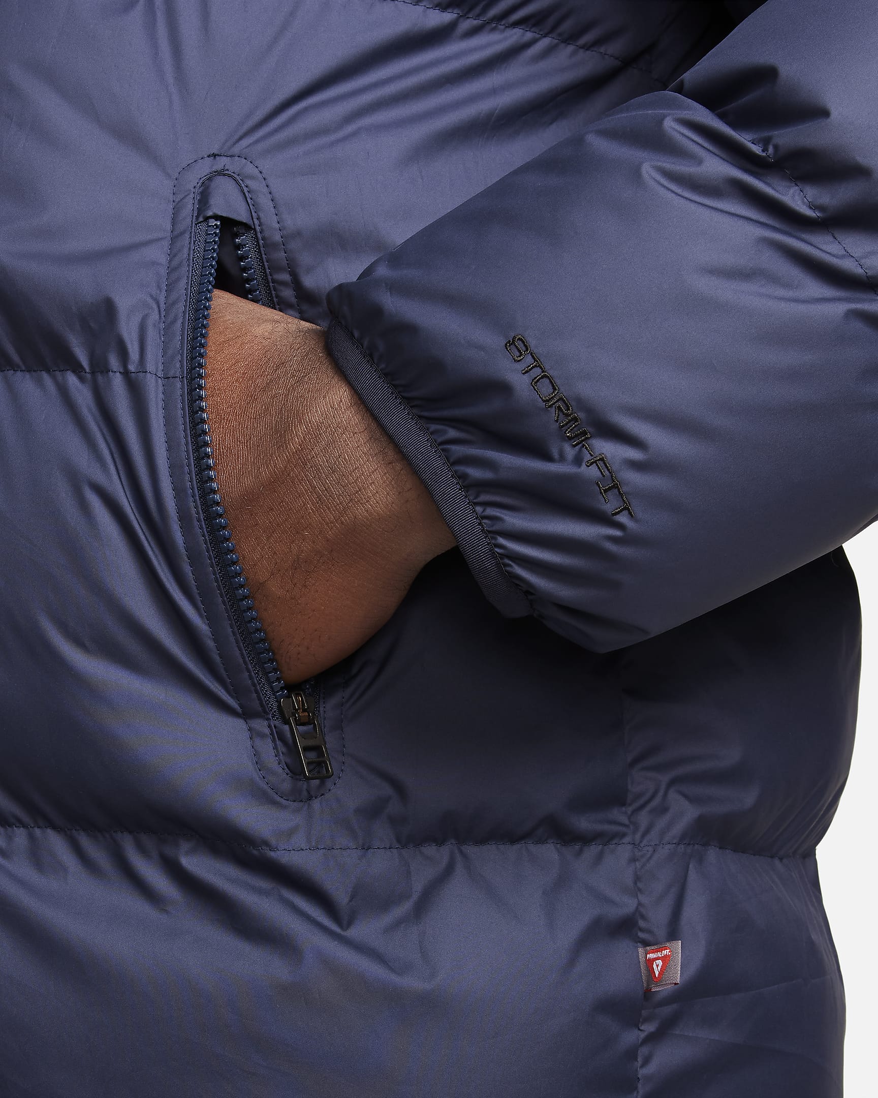 Pufferjacka med huva Nike Windrunner PrimaLoft® Storm-FIT för män - Midnight Navy/Obsidian/Sail