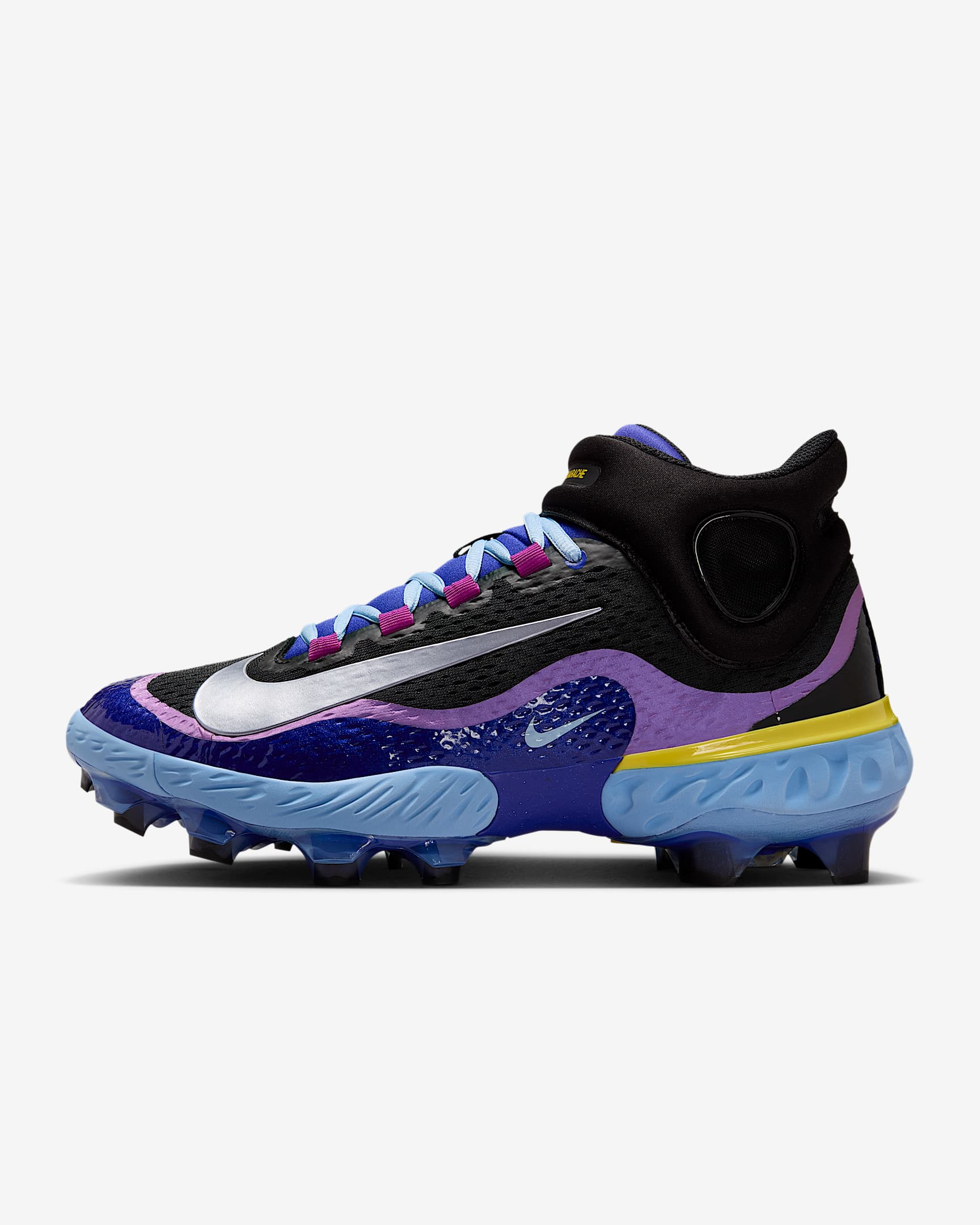 Nike Alpha Huarache Elite 4 Mid NRG Baseball Cleats - Deep Night/Black/Psychic Blue/Metallic Silver