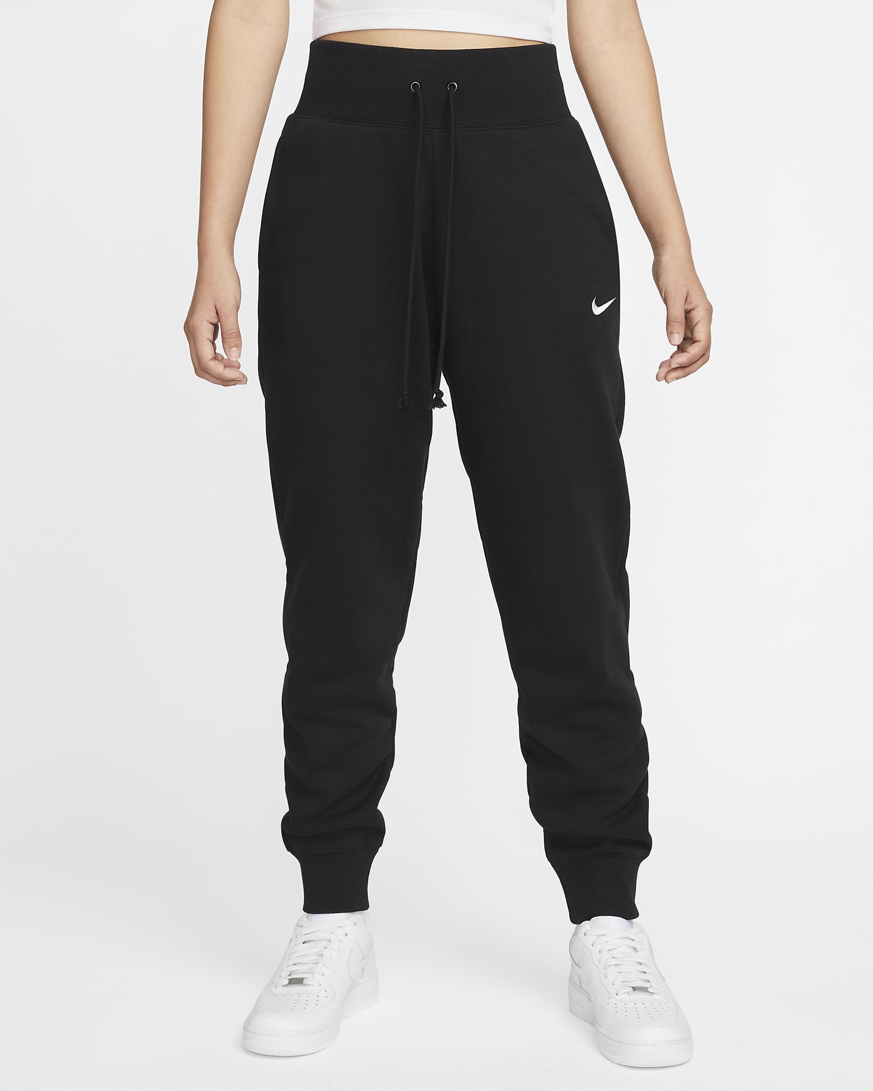 Nike Sportswear Phoenix Fleece joggebukse med høyt liv til dame - Svart/Sail