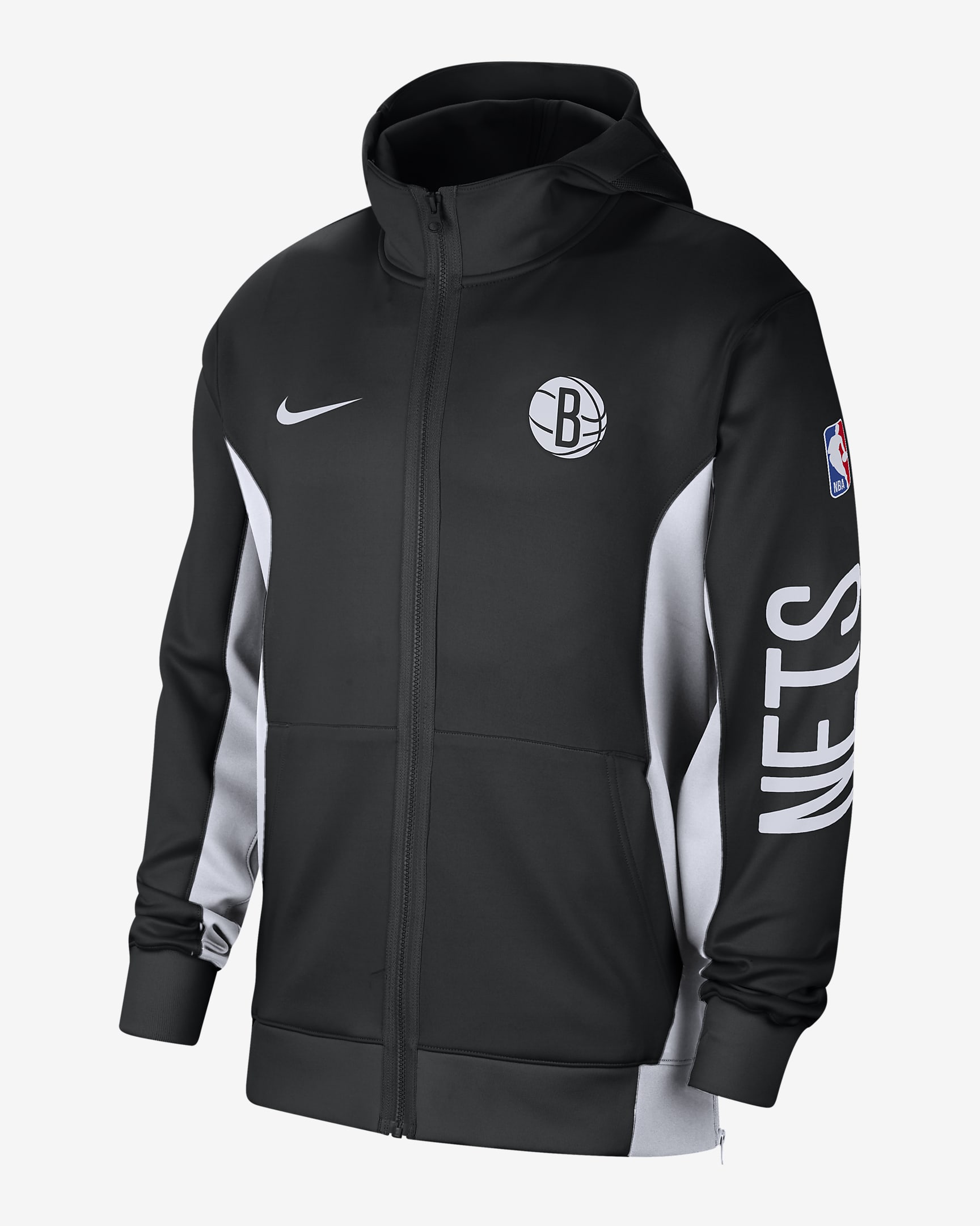 Sweat à capuche et zip Nike Dri-FIT NBA Brooklyn Nets Showtime pour homme - Noir/Blanc/Blanc/Blanc