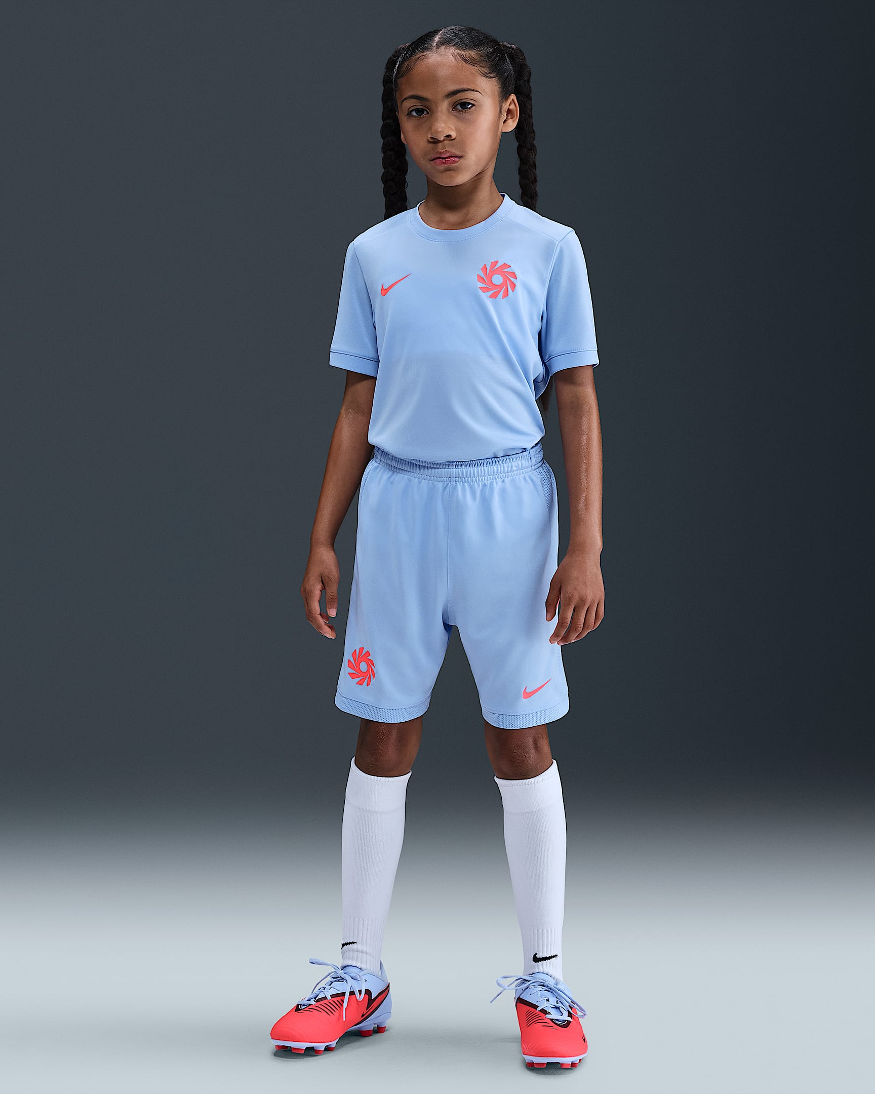 Erling Haaland Academy Dri-FIT Genç Çocuk Futbol Şortu - Royal Tint/Royal Tint/Bright Crimson/Bright Crimson