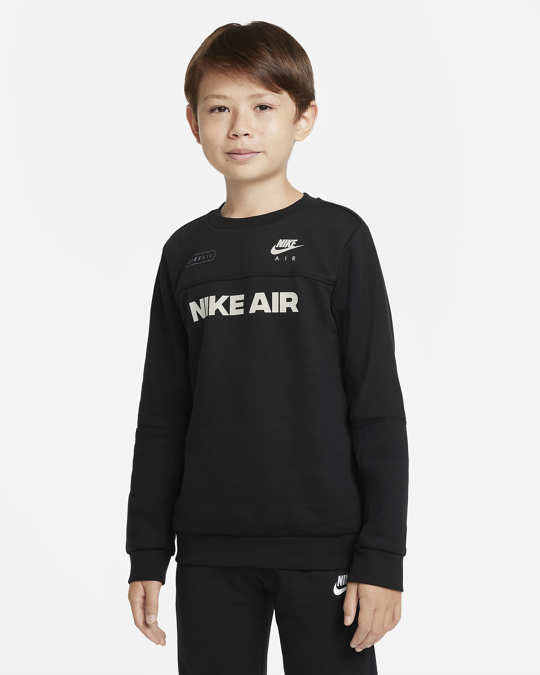 Nike Air Older Kids' (Boys') Crew Sweatshirt - Black/Black/Light Bone