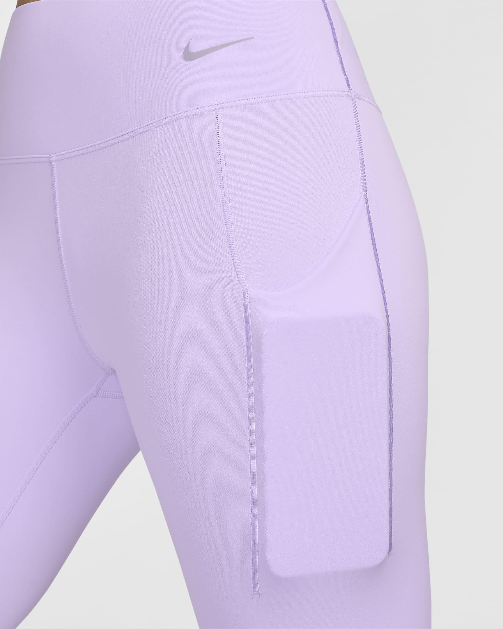 Nike Universa Women's Medium-Support Mid-Rise 7/8 Leggings with Pockets - Lilac Bloom/Black