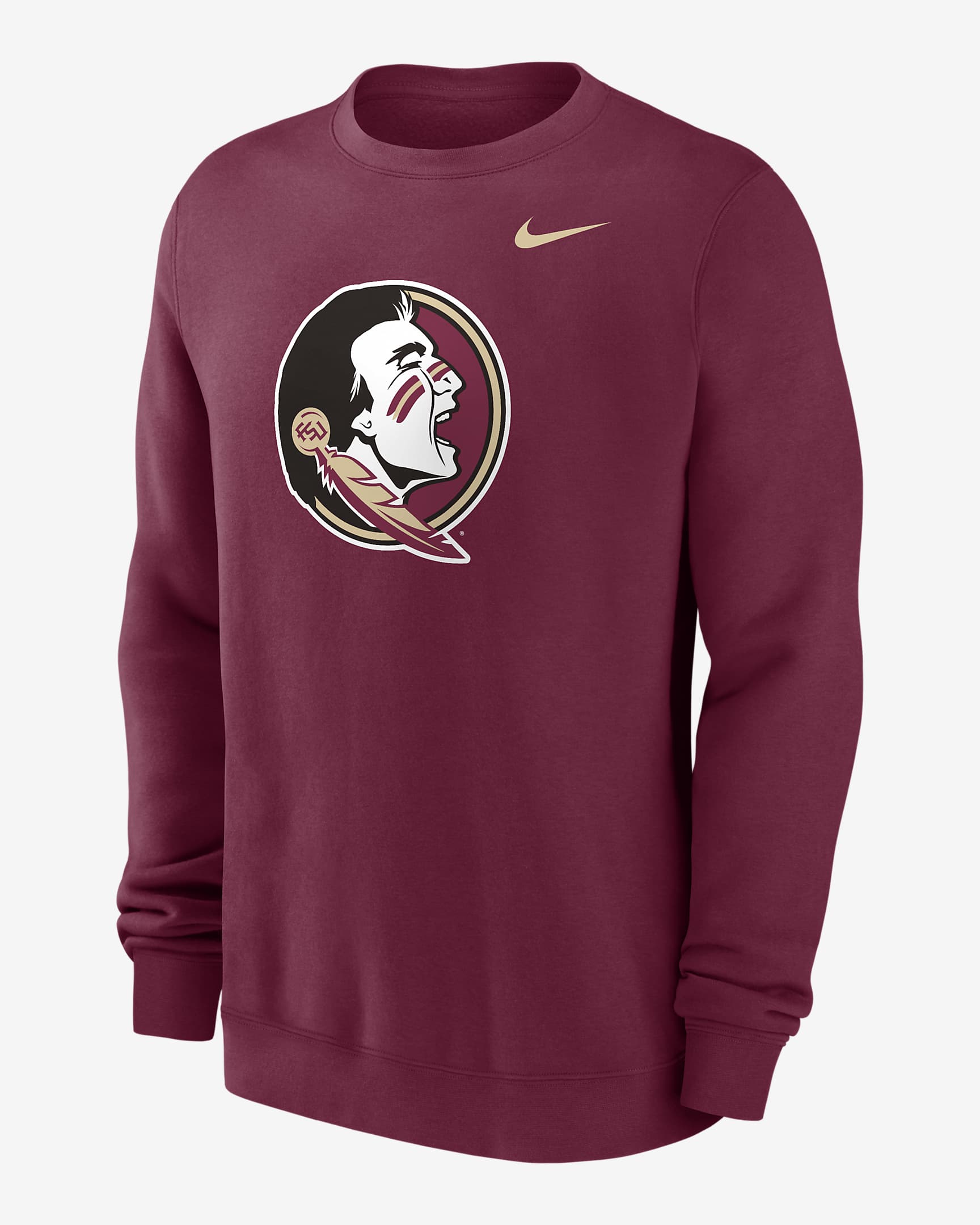 Sudadera de cuello redondo sin cierre universitaria Nike para hombre Florida State Seminoles Primetime Evergreen Logo - Granate