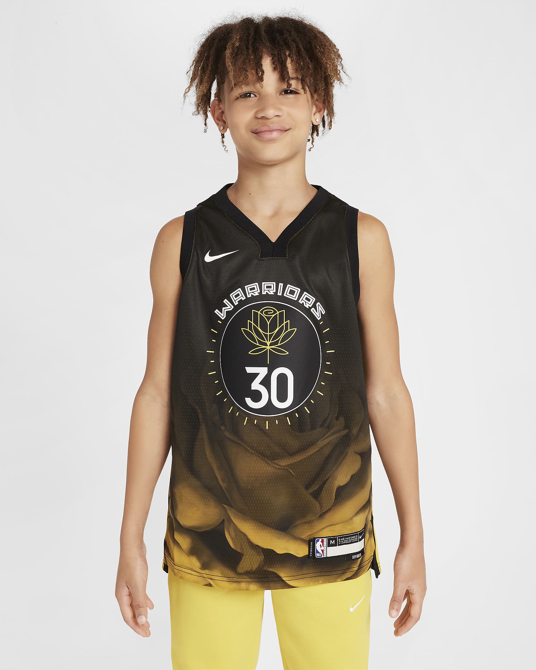 Stephen Curry Golden State Warriors City Edition Older Kids' Nike Dri-FIT NBA Swingman Jersey - Black