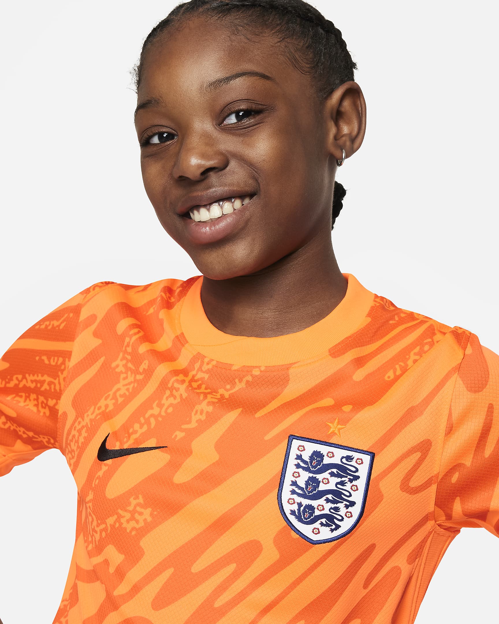 Maillot de foot à manches courtes replica Nike Dri-FIT Angleterre (Équipe masculine) 2024/25 Stadium Gardien de but pour ado - Total Orange/Safety Orange/Noir