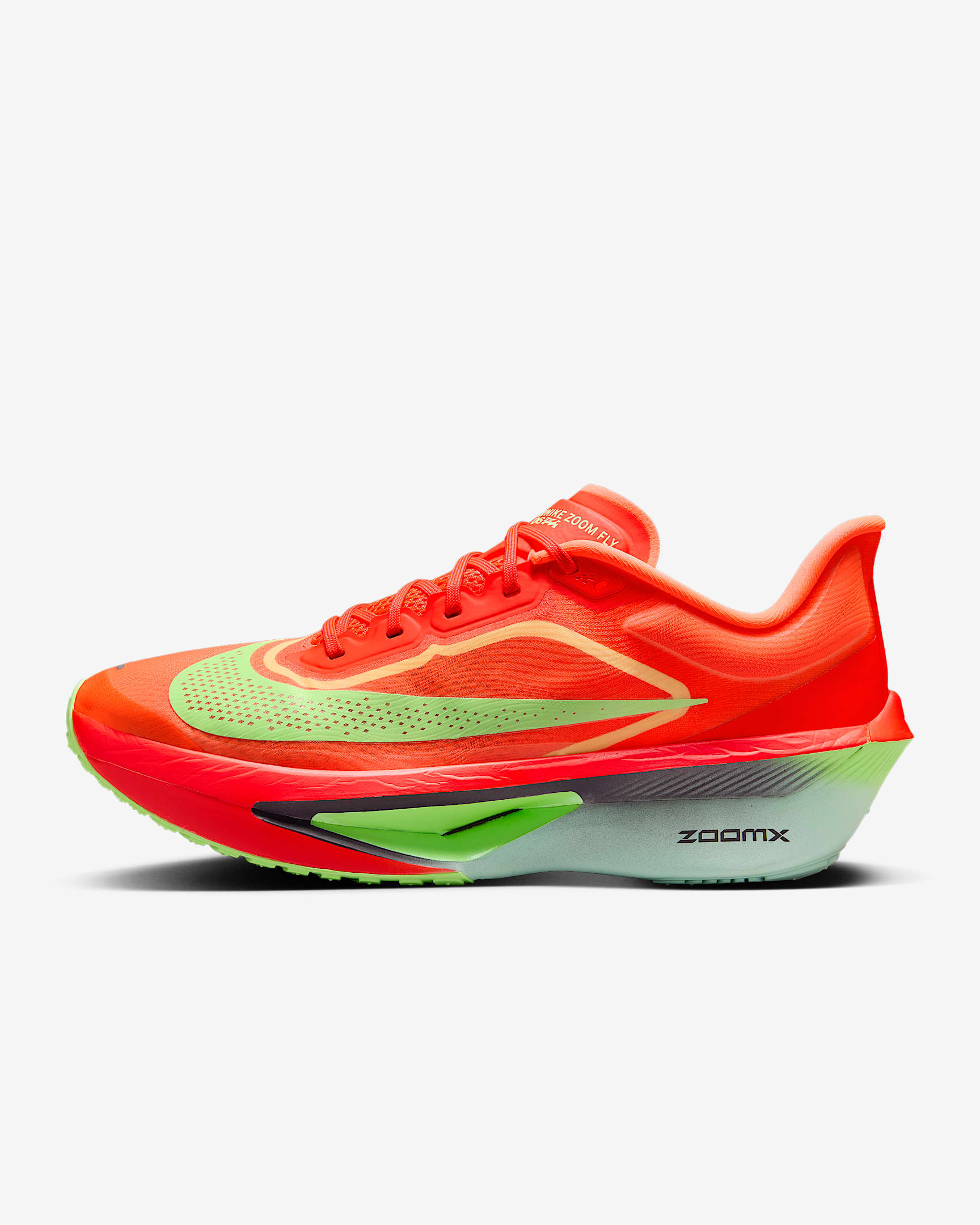 Nike Zoom Fly 6 Men's Road Racing Shoes - Bright Crimson/Lime Blast/Mint Foam/Cave Purple