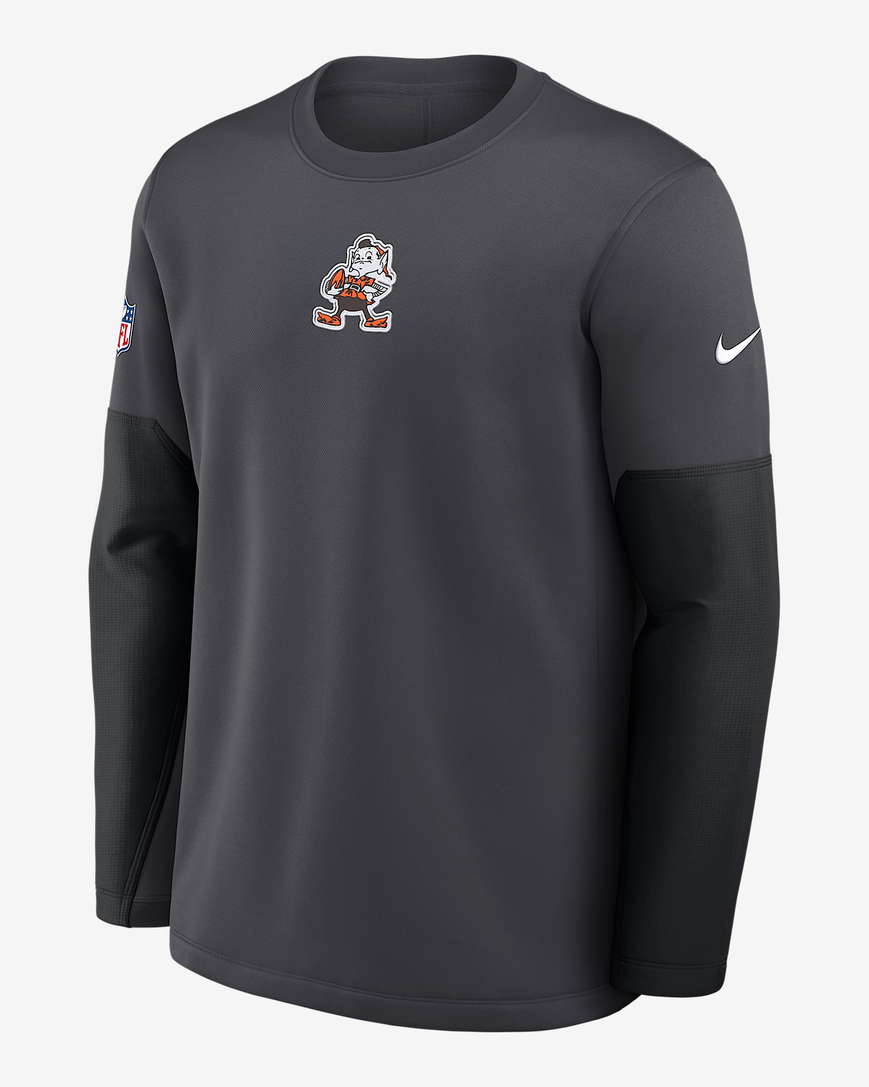 Cleveland Browns Scripted To Win Sideline Coach Men's Nike Therma-FIT NFL Long-Sleeve T-Shirt - Anthracite
