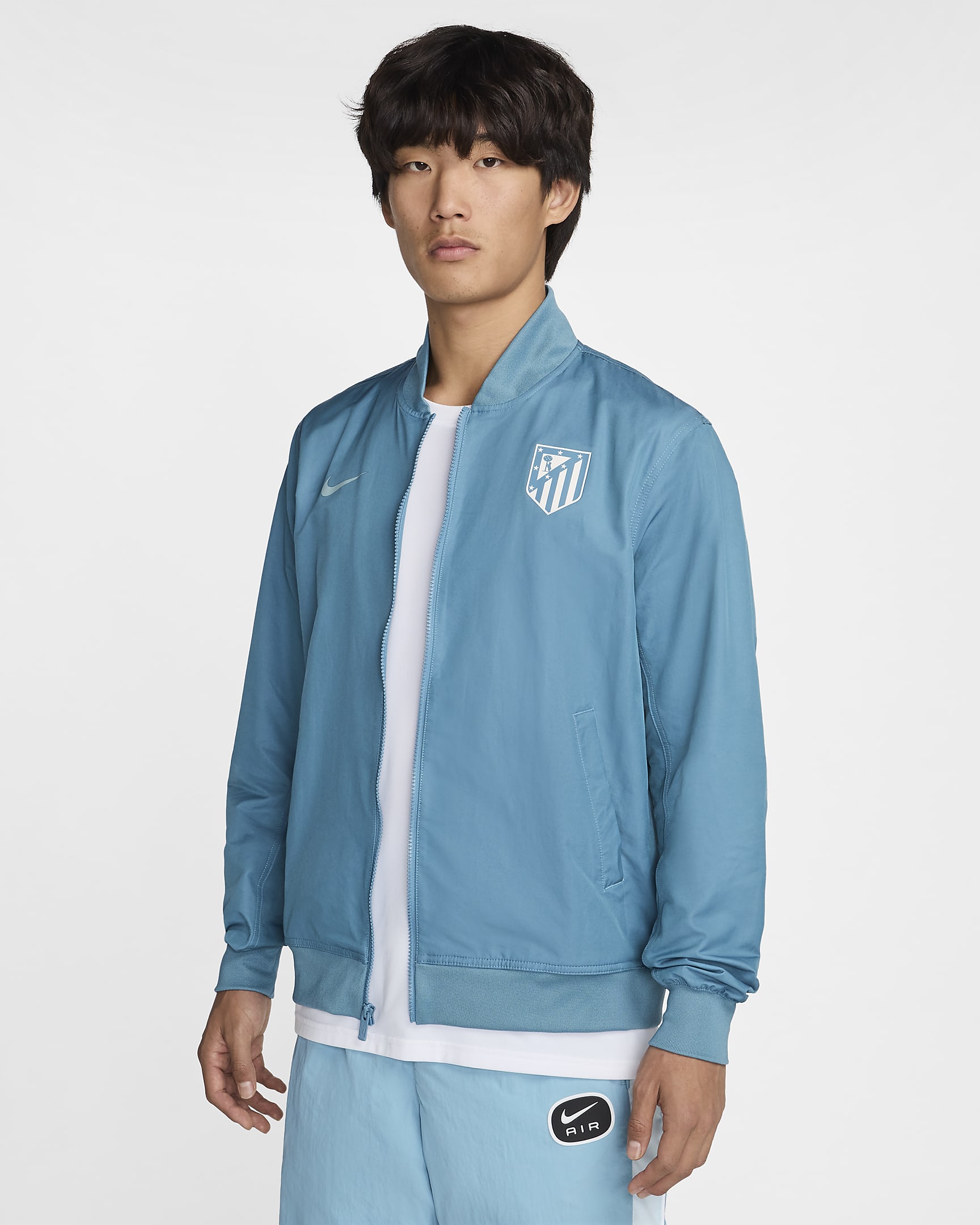 Atlético Madrid Sport Essentials Away Men's Nike Football Woven Unlined Bomber Jacket - Noise Aqua/Cannon