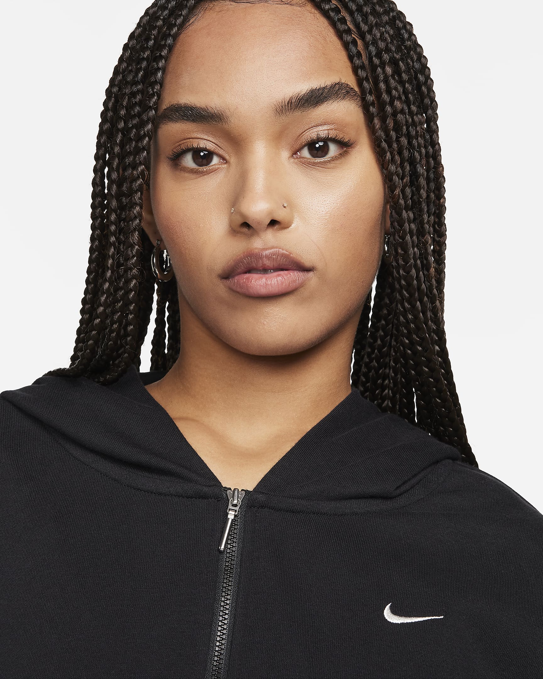 Sweat à capuche en molleton à zip et coupe ample Nike Sportswear Chill Terry pour femme - Noir/Sail