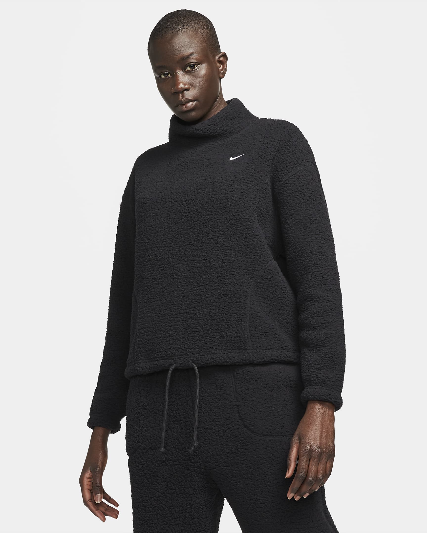 Sudadera de entrenamiento de tejido Fleece para mujer Nike Therma-FIT - Negro/Blanco