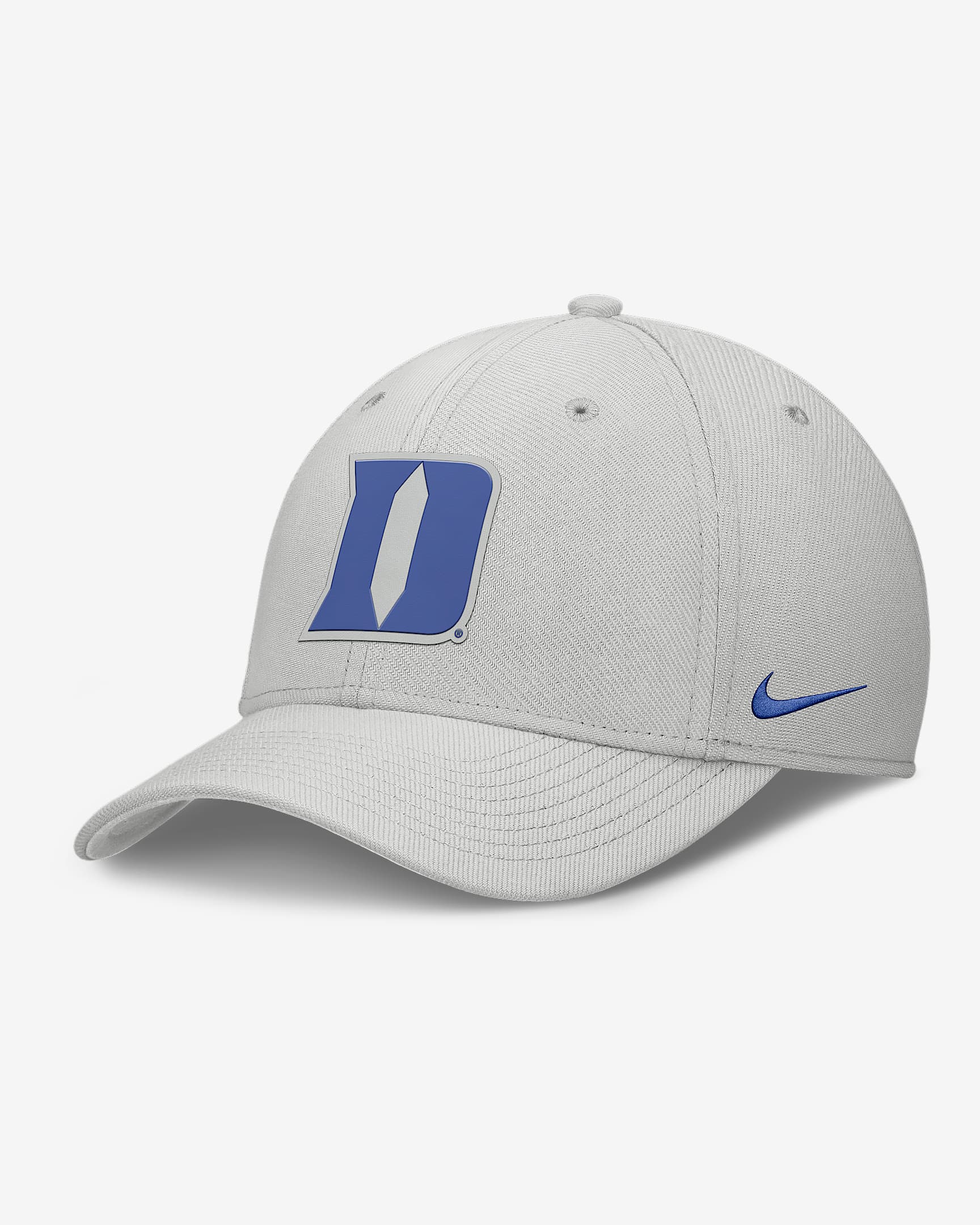 Gorra universitaria Nike Dri-FIT para hombre Duke Rise Practice Swoosh - Gris