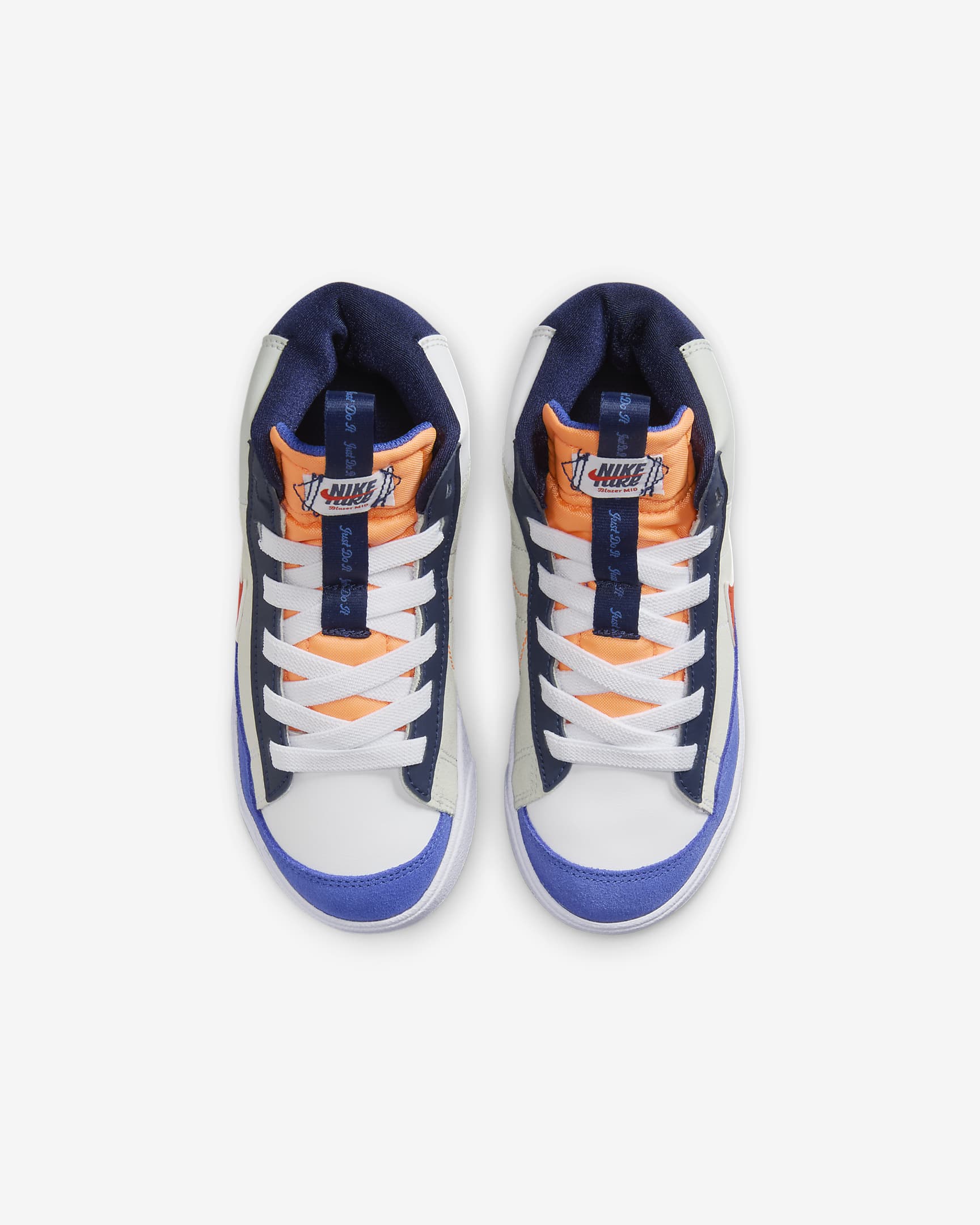 Nike Blazer Mid '77 SE Little Kids' Shoes - White/Light Silver/Midnight Navy/Team Orange