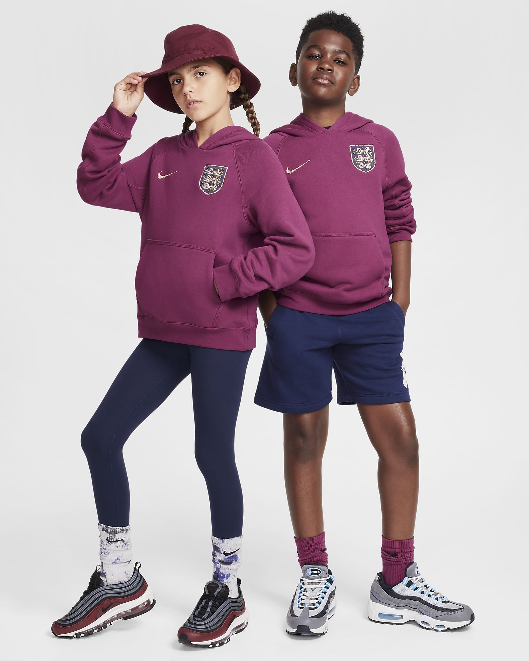 England Older Kids' Nike Air Football Pullover Hoodie - Rosewood/Rosewood/Sesame