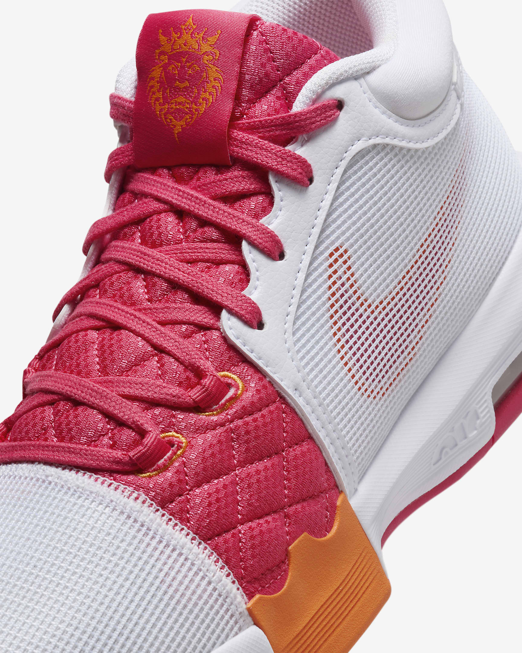 LeBron Witness 8 Basketball Shoes - White/Bright Mandarin/Aster Pink