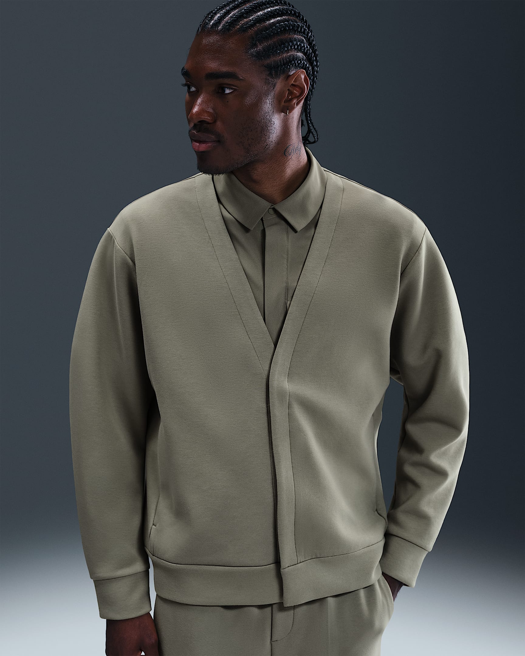 Cardigan para hombre Nike 24.7 ImpossiblySoft - Militar claro/Verde acero
