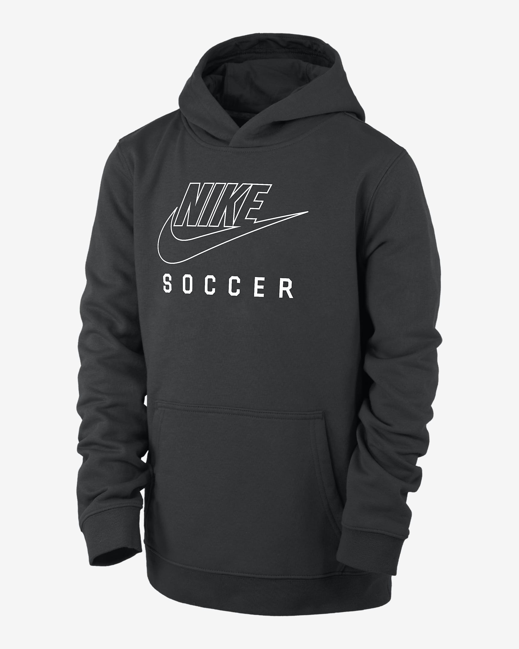 Nike Swoosh Club Fleece Big Kids' Soccer Pullover Hoodie - Black