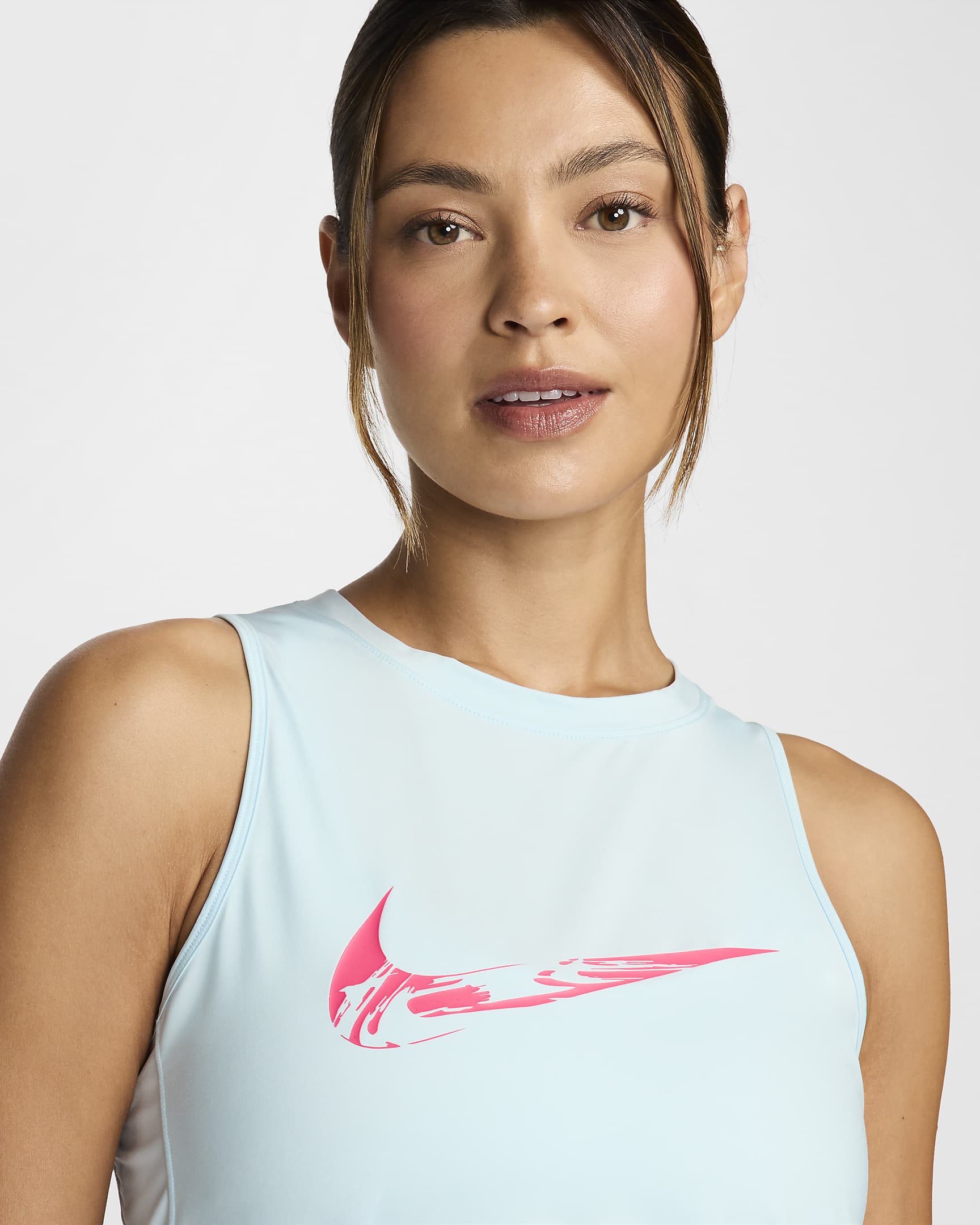 Dámské běžecké tílko Nike One Dri-FIT s grafickým motivem - Glacier Blue/Aster Pink