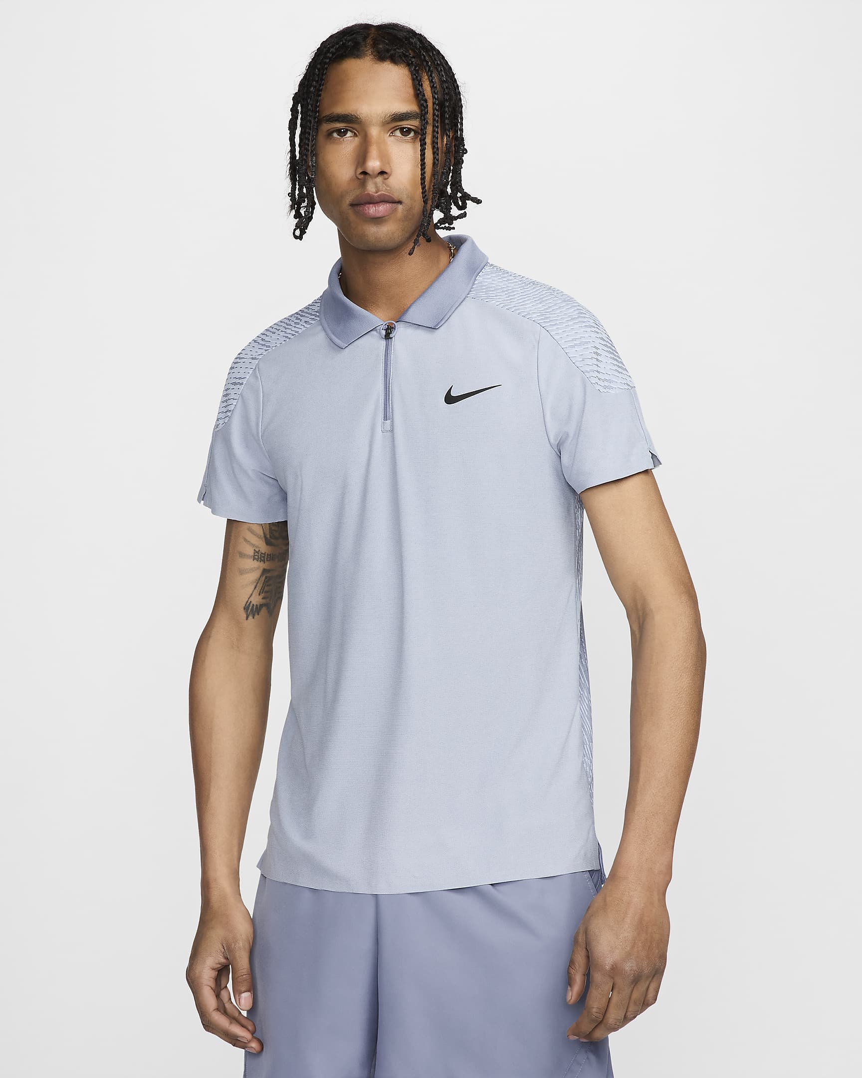 Nike Slam Dri-FIT ADV tennispolo voor heren - Light Armory Blue/Ashen Slate/Zwart