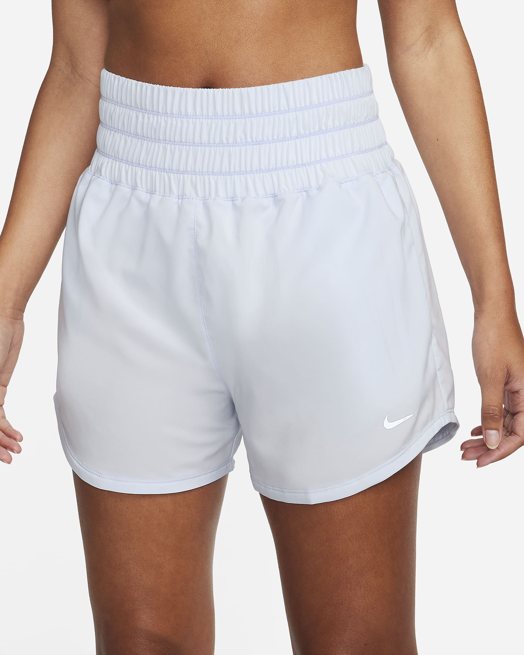 Shorts con forro de ropa interior Dri-FIT de tiro ultraalto de 8 cm para mujer Nike One - Tinte azul