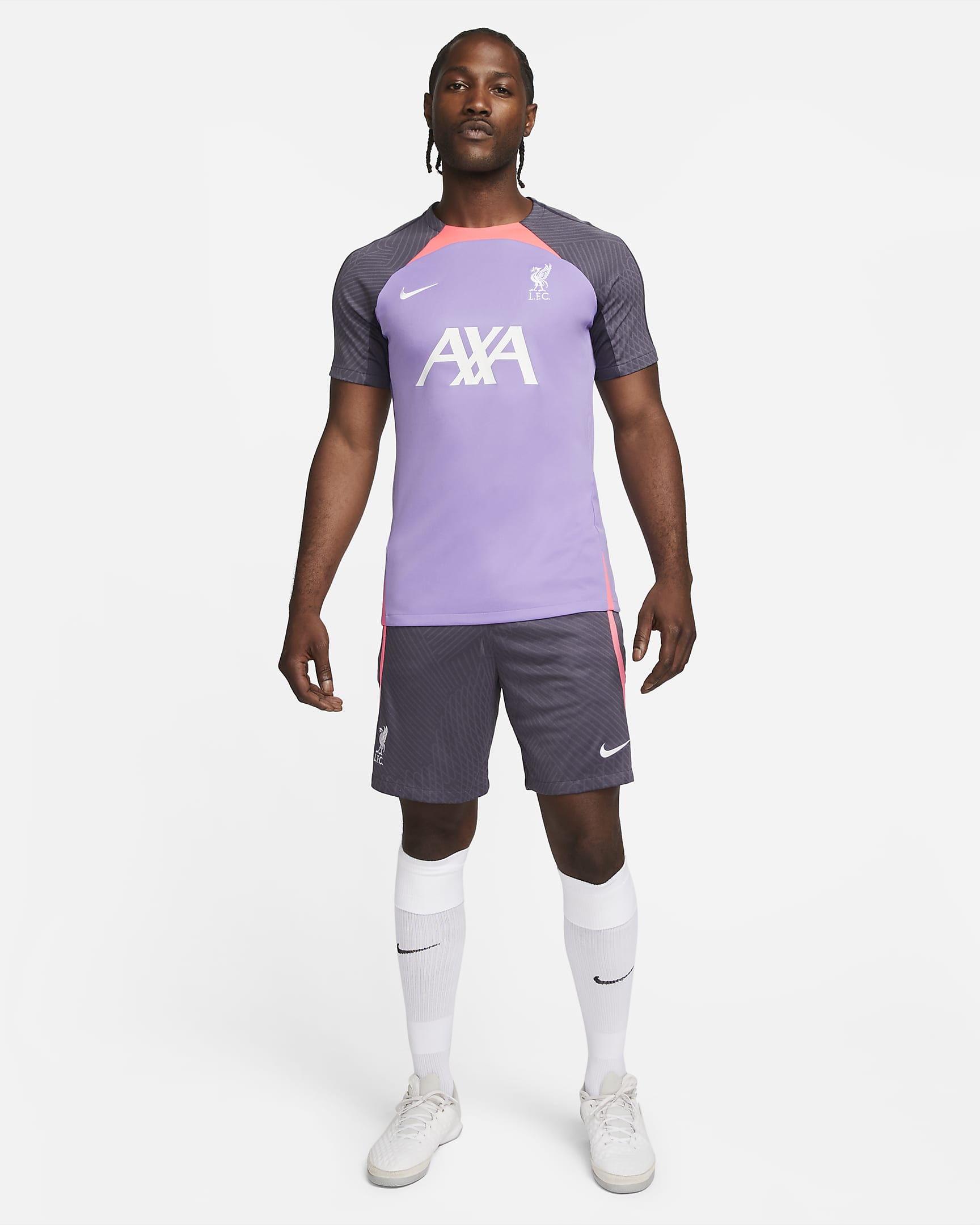 Liverpool F.C. Strike Third Men's Nike Dri-FIT Football Short-Sleeve Top - Space Purple/Hot Punch/White